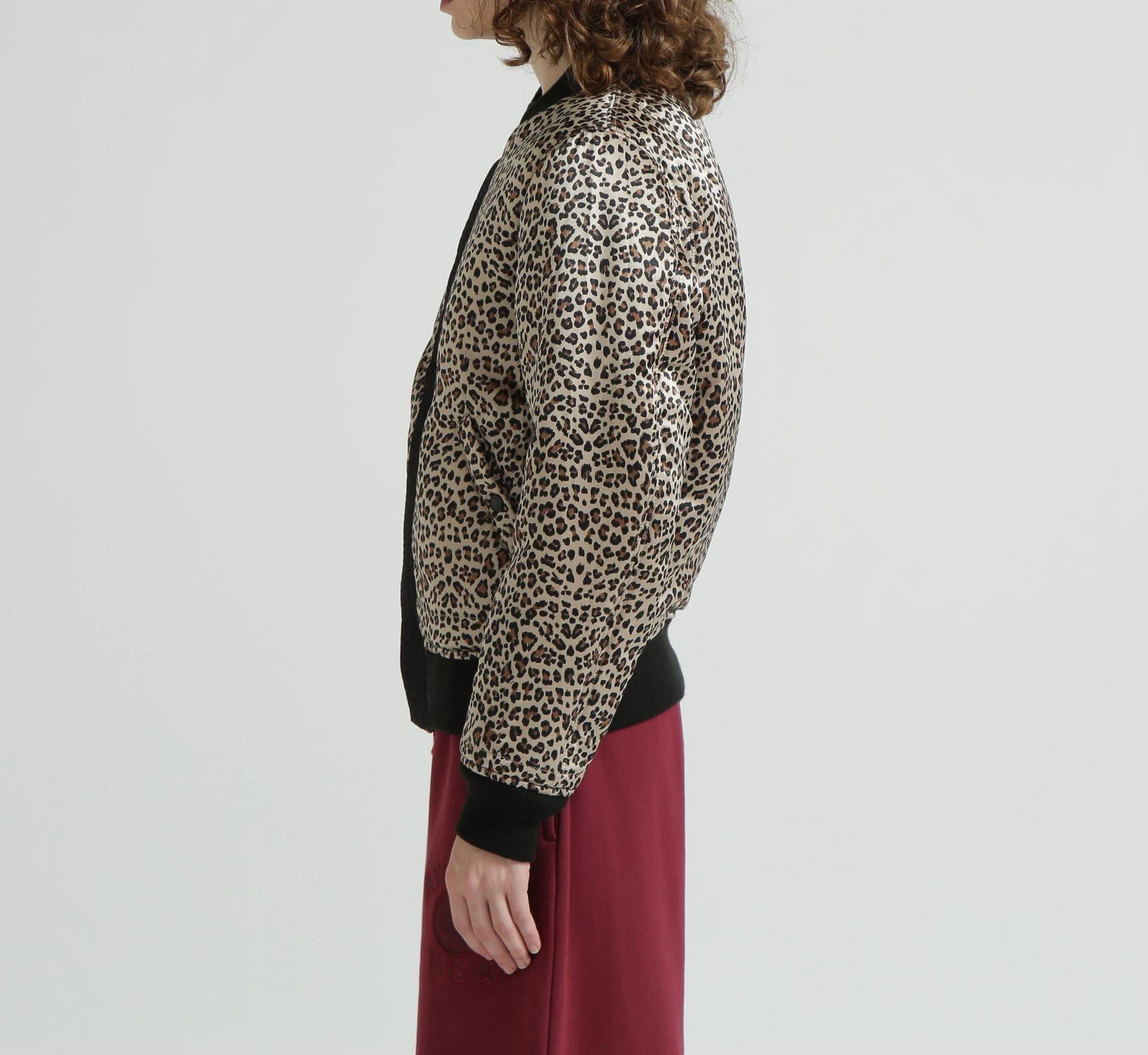 《WOMAN》LEOPARD LOGO MA-1 ブラック