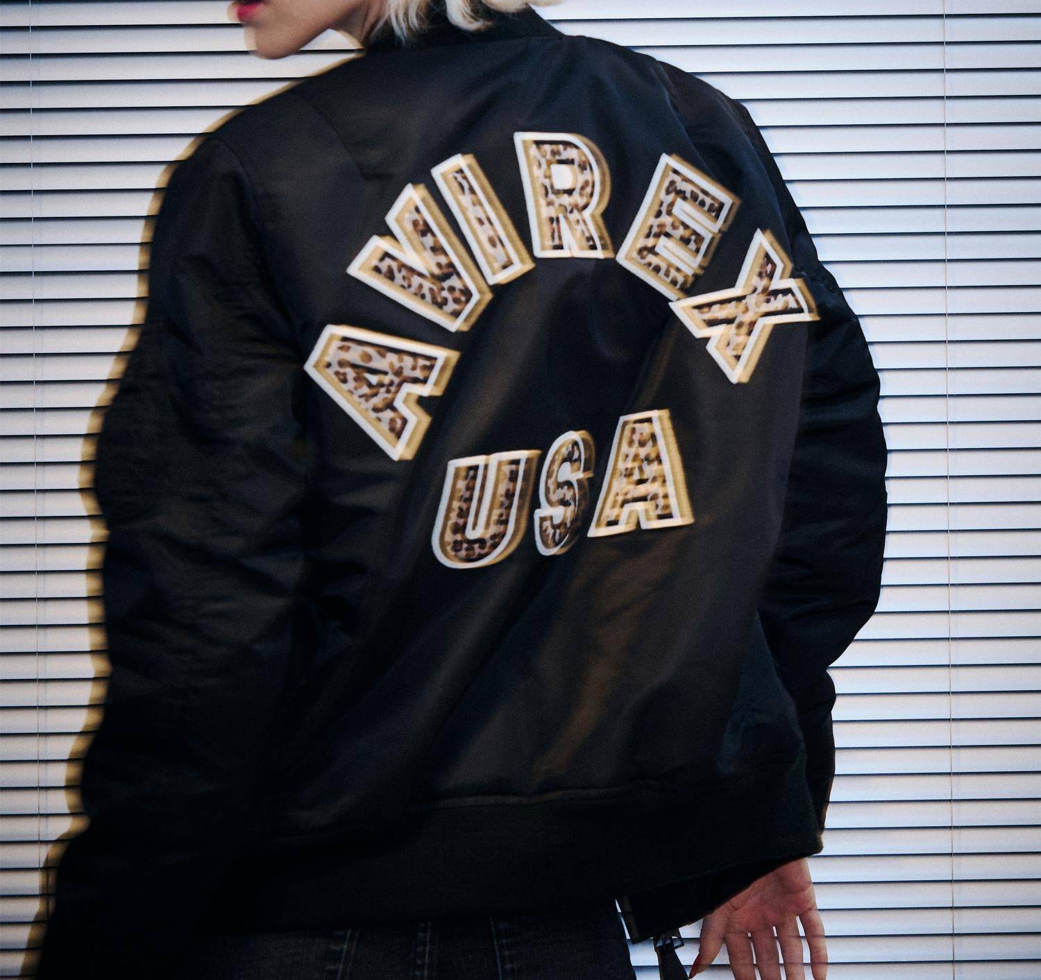 《WOMAN》LEOPARD LOGO MA-1 ブラック
