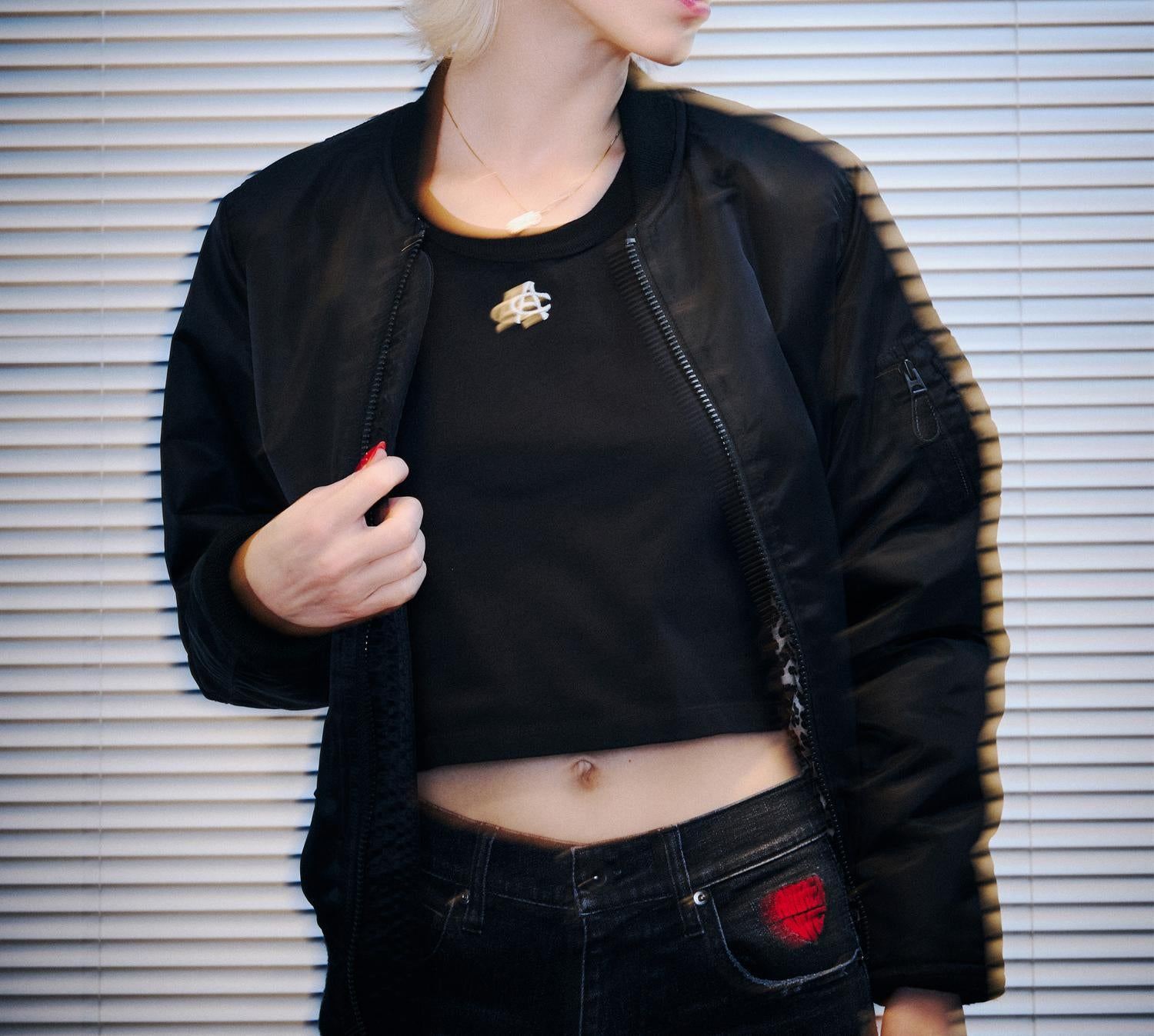《WOMAN》LEOPARD LOGO MA-1 ブラック
