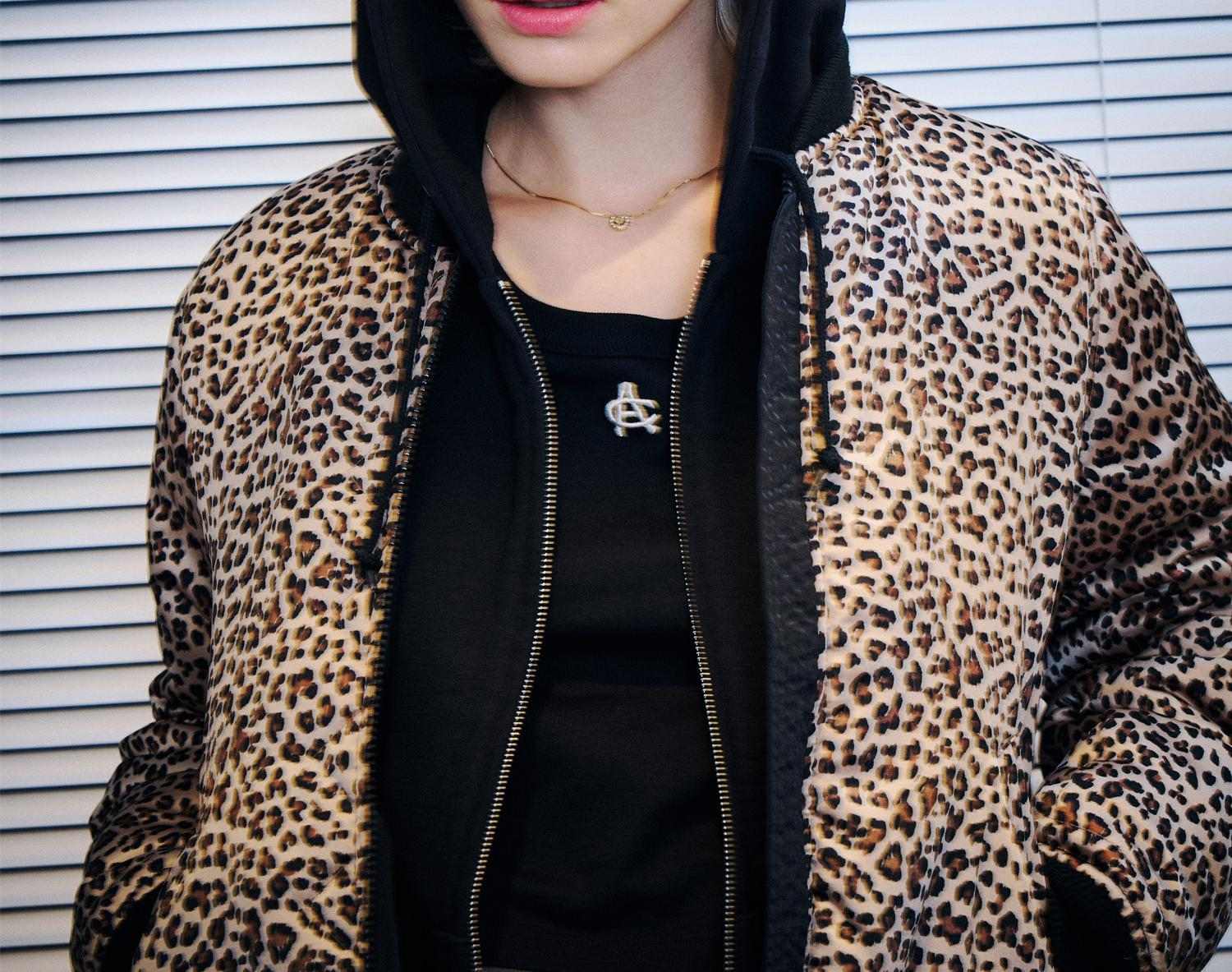 《WOMAN》LEOPARD LOGO MA-1 ブラック