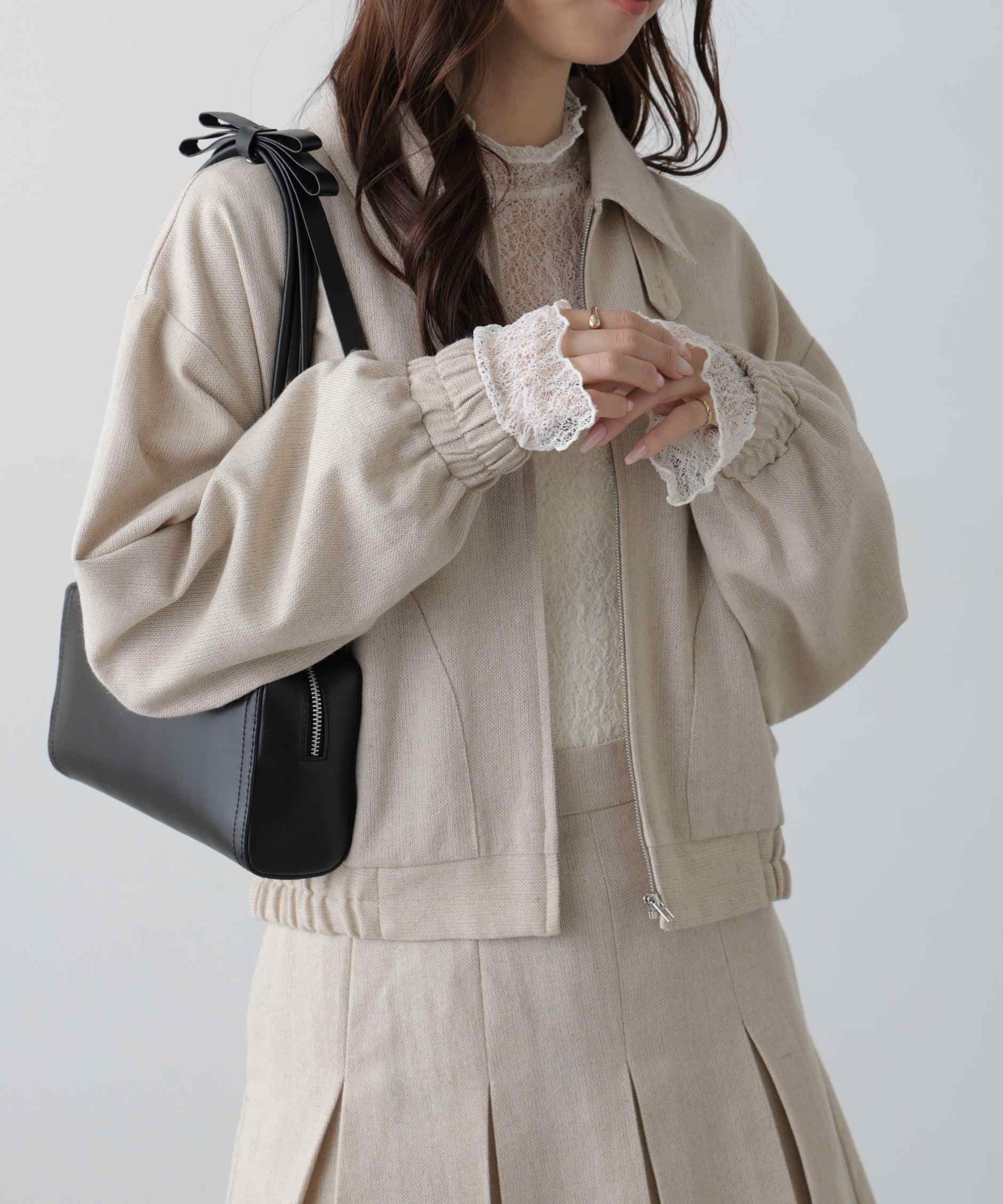 ジップブルゾン ベージュ1