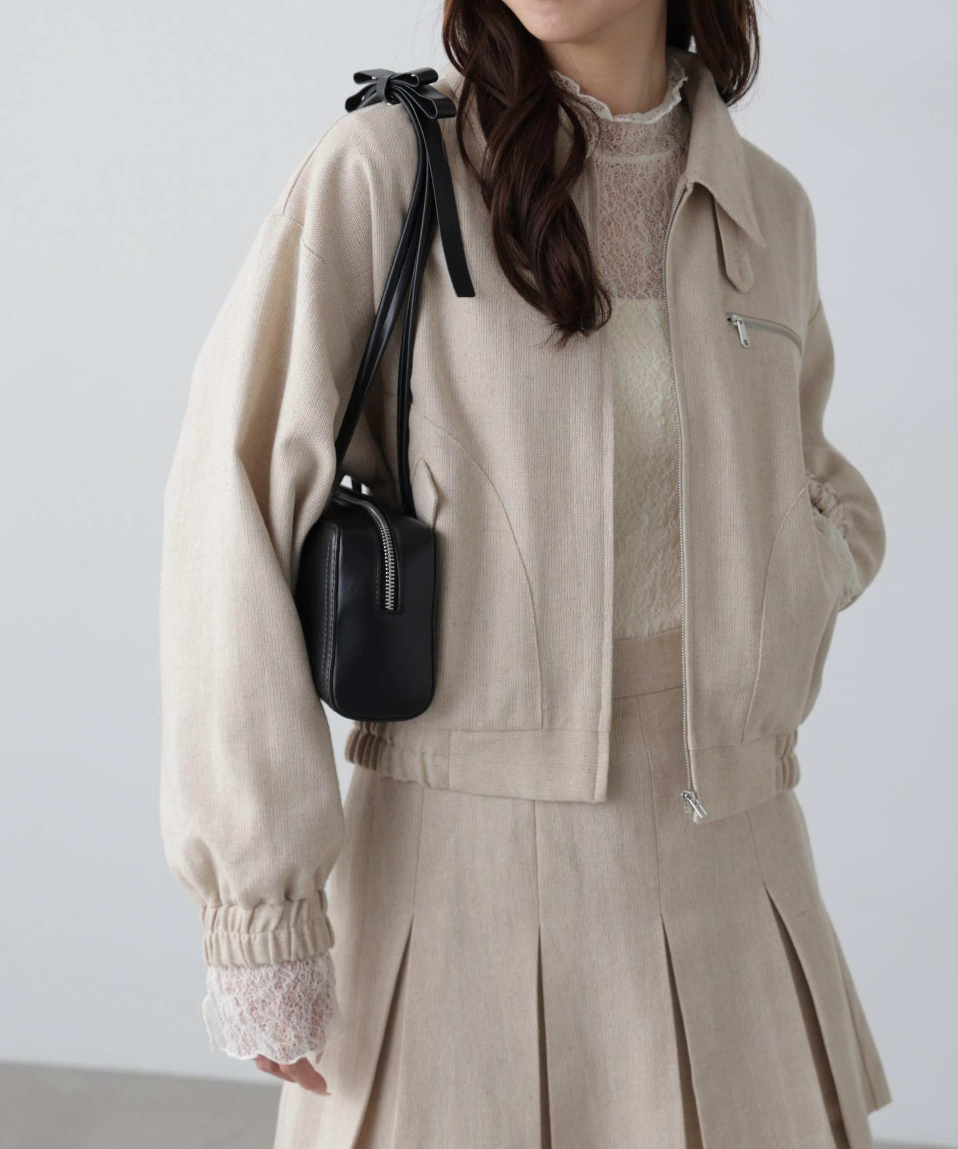 ジップブルゾン ベージュ1