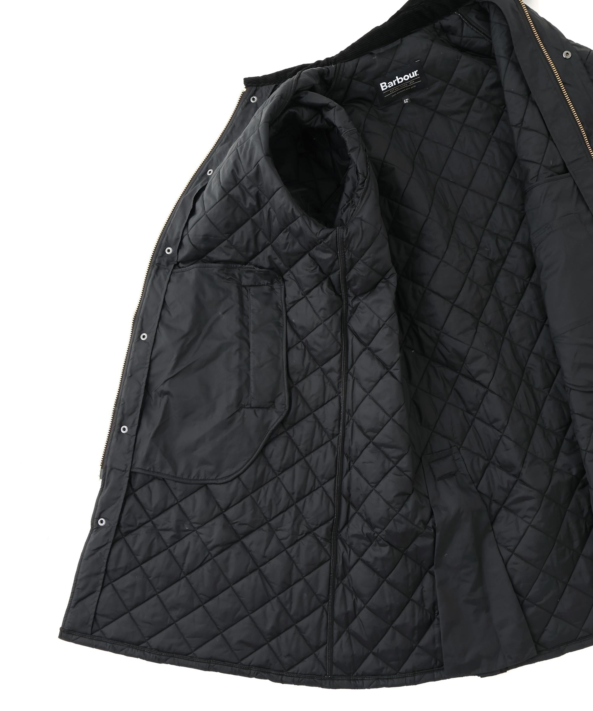 Barbour/バブアー  EXMOOR QUILTING MID-LENGTH COAT エクスモアキルティングミドルレングスコート ブラック