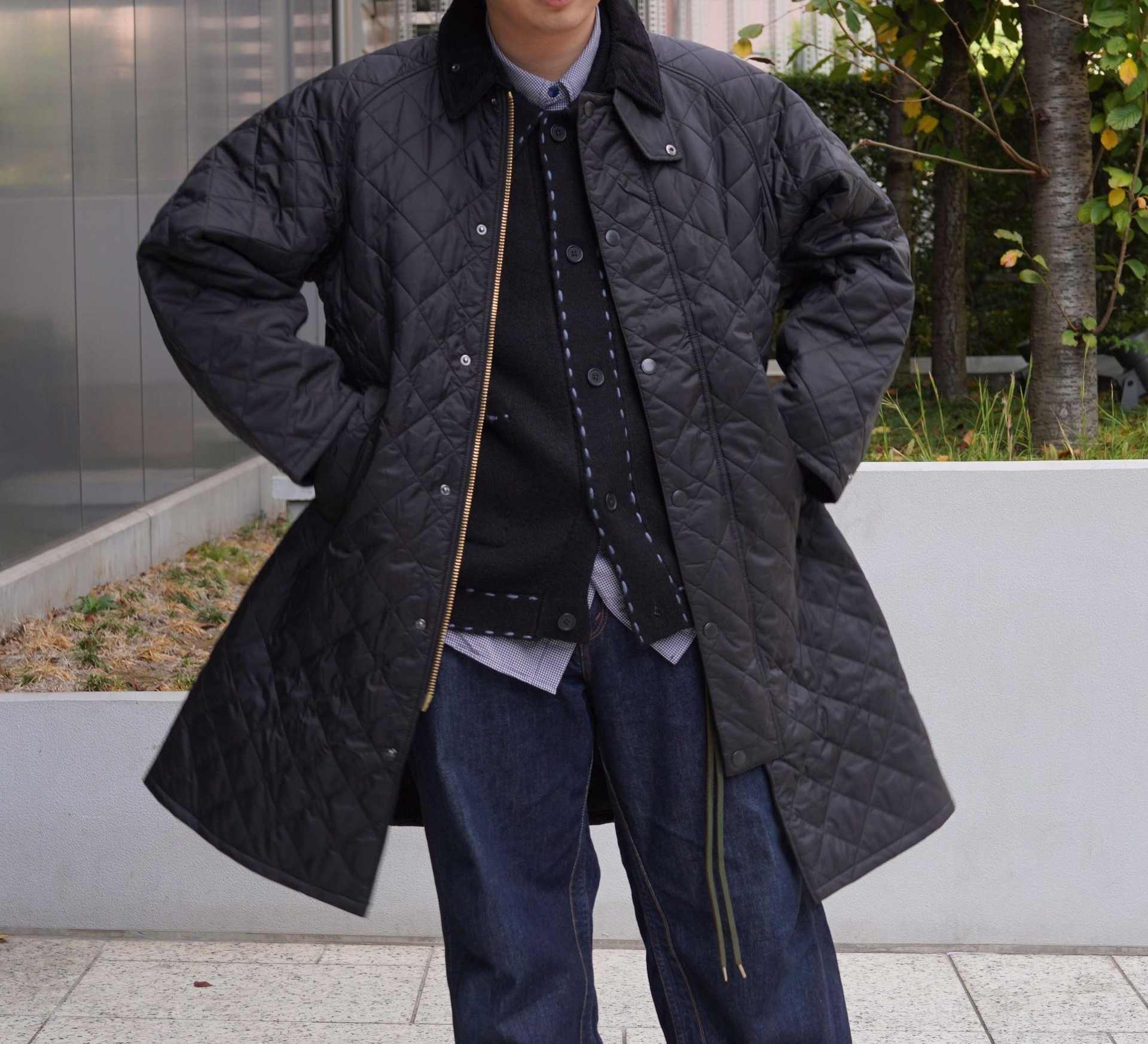 Barbour/バブアー  EXMOOR QUILTING MID-LENGTH COAT エクスモアキルティングミドルレングスコート ブラック