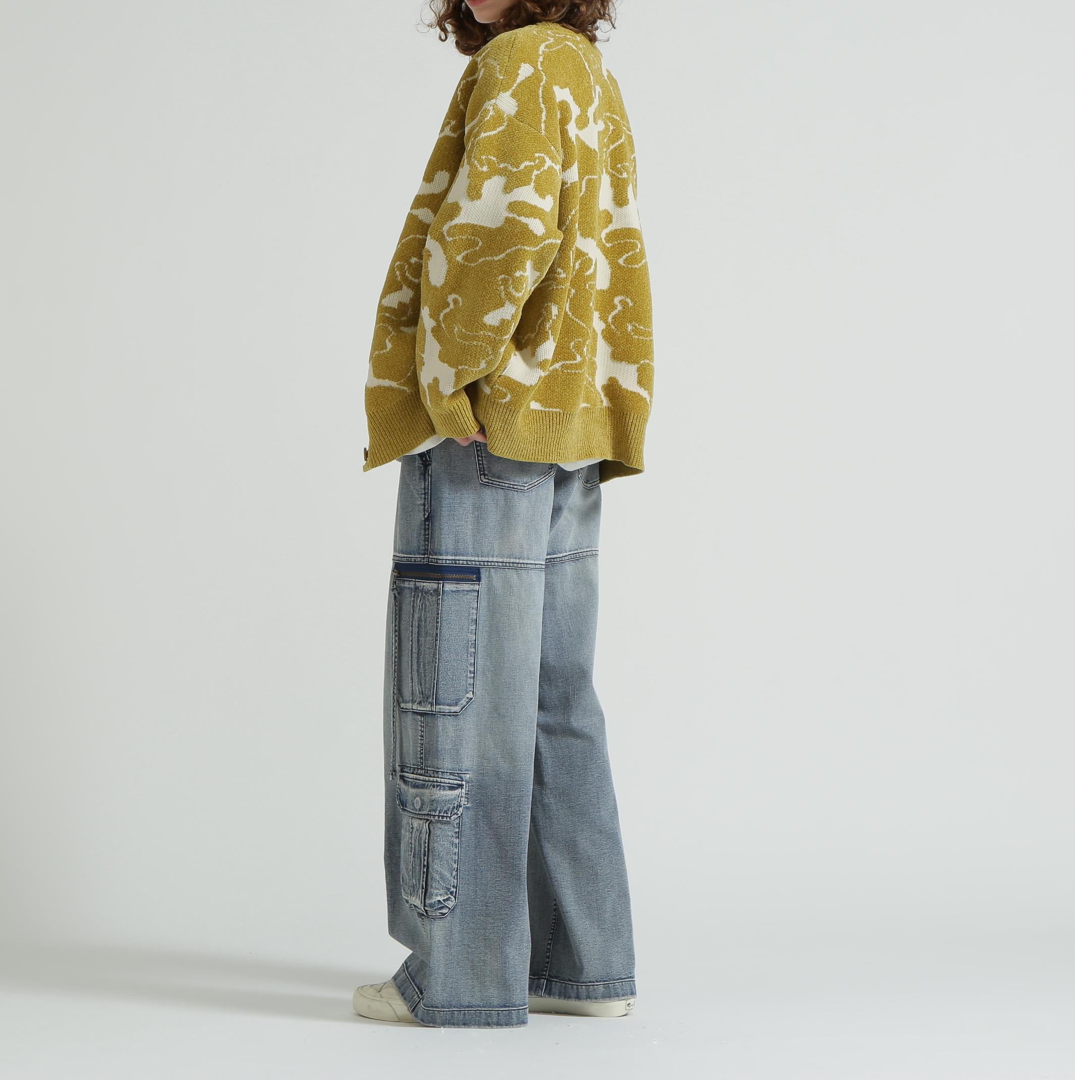 《直営店限定》BOUCLE CAMO KINT CARDIGAN イエロー