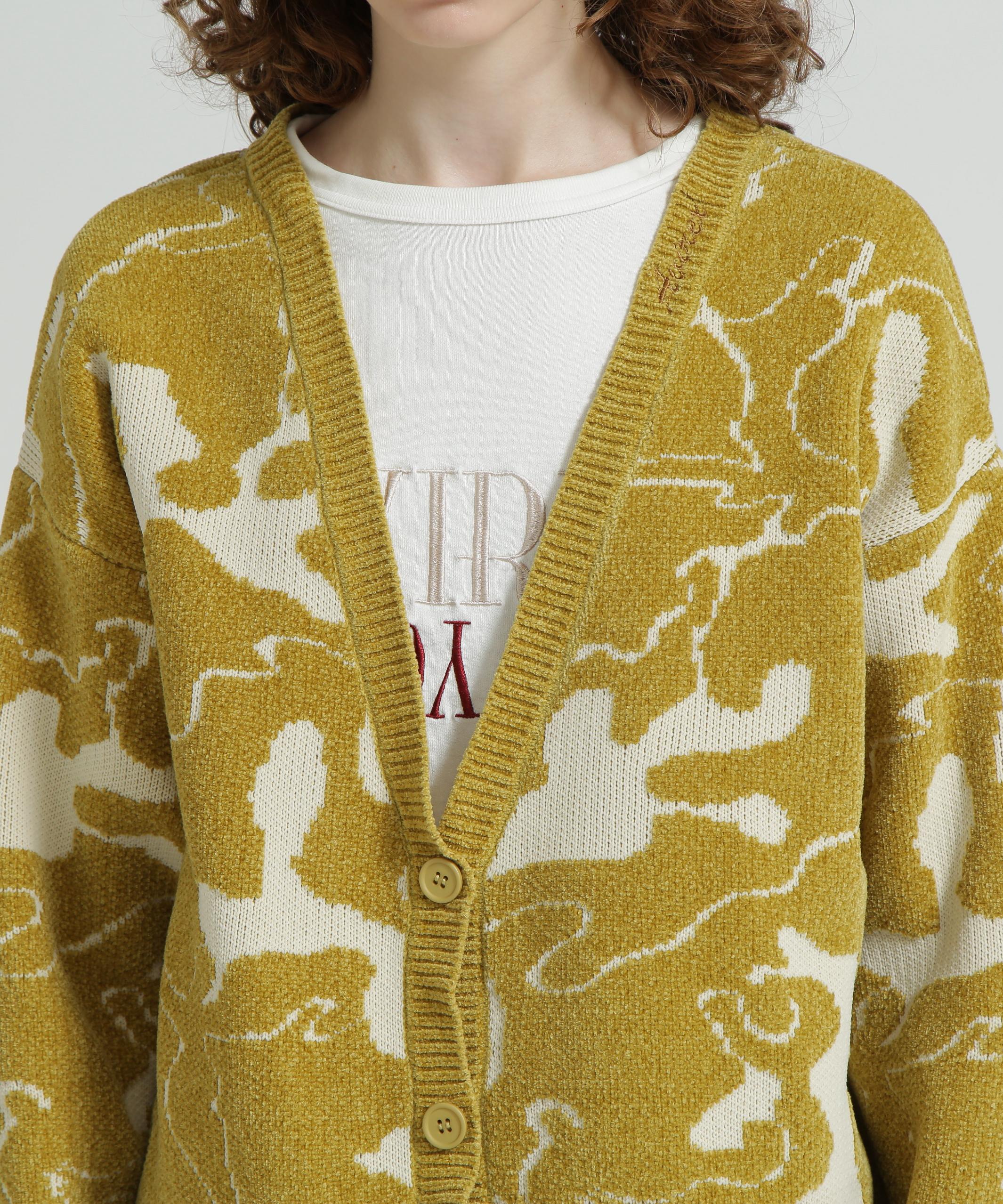 《直営店限定》BOUCLE CAMO KINT CARDIGAN イエロー