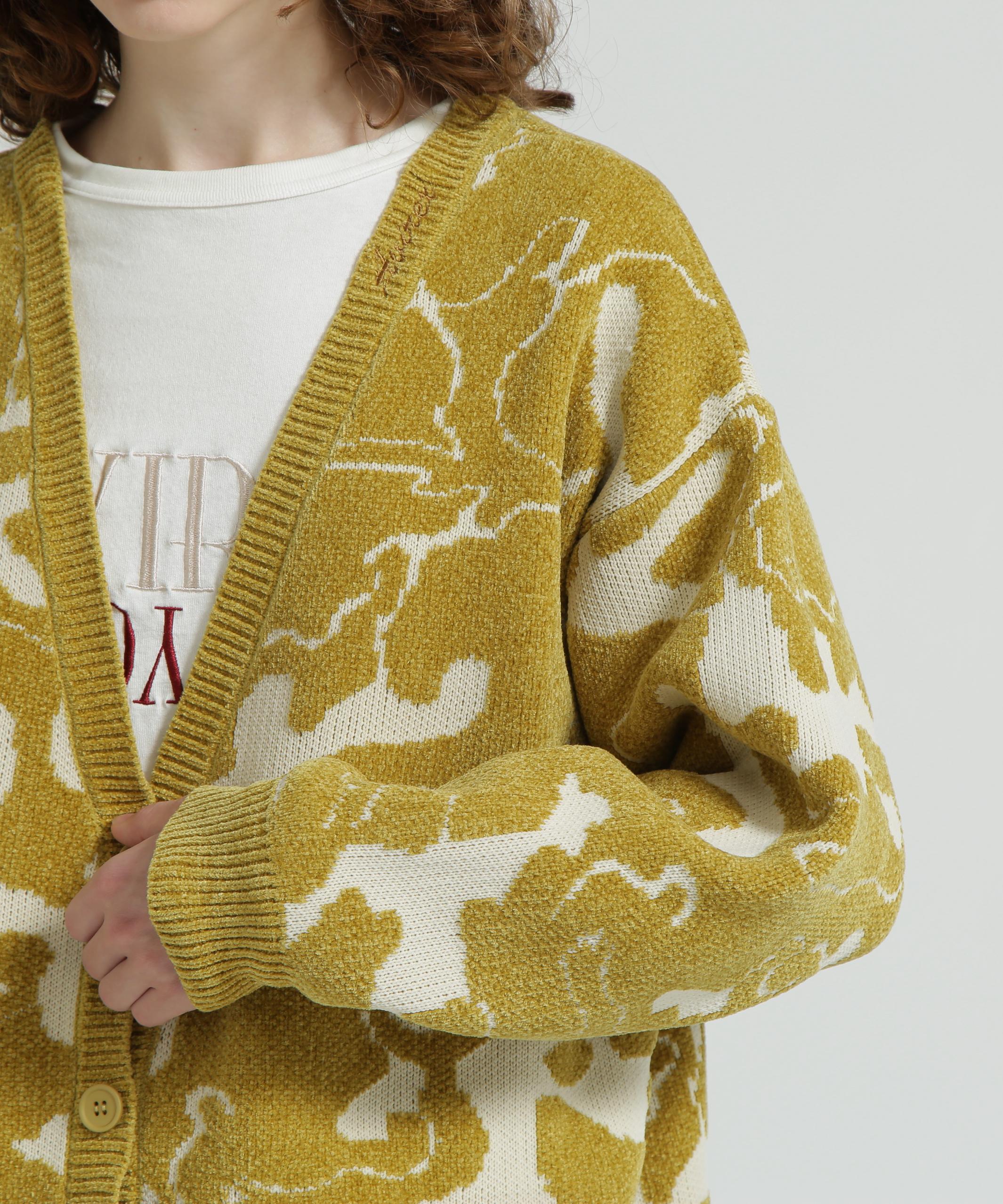 《直営店限定》BOUCLE CAMO KINT CARDIGAN イエロー