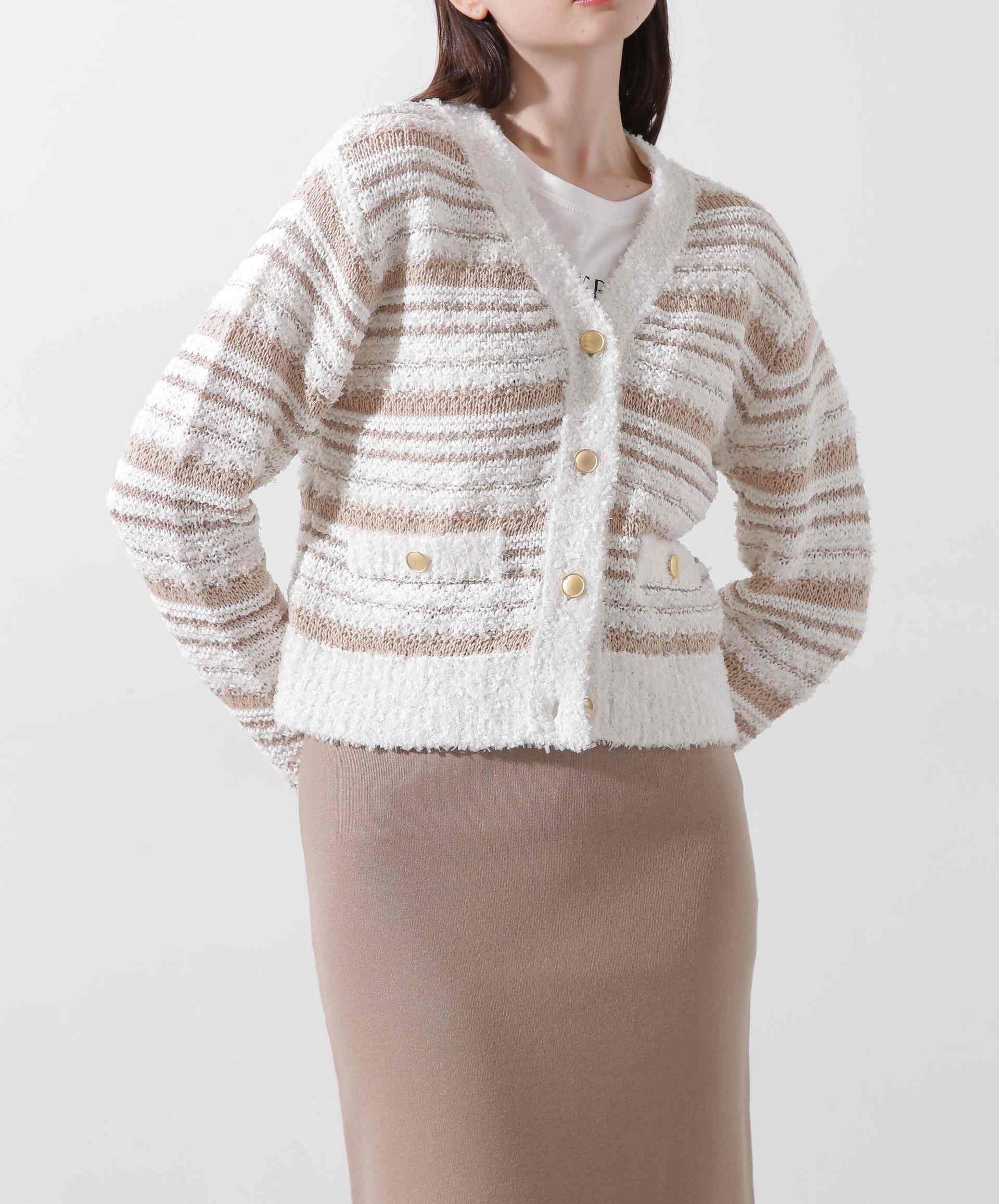 ◆ツイードニットカーディガン ベージュ