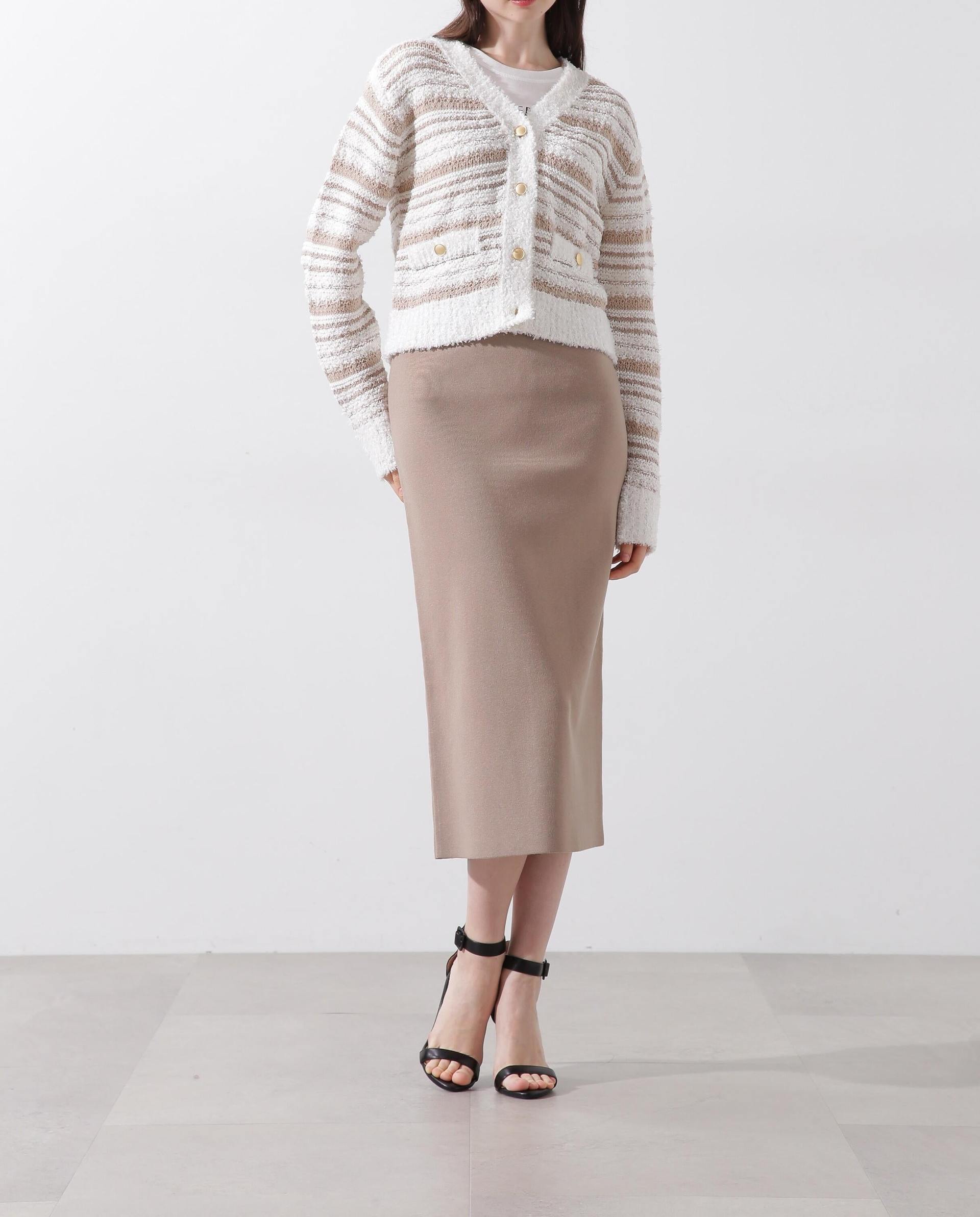 ◆ツイードニットカーディガン ベージュ