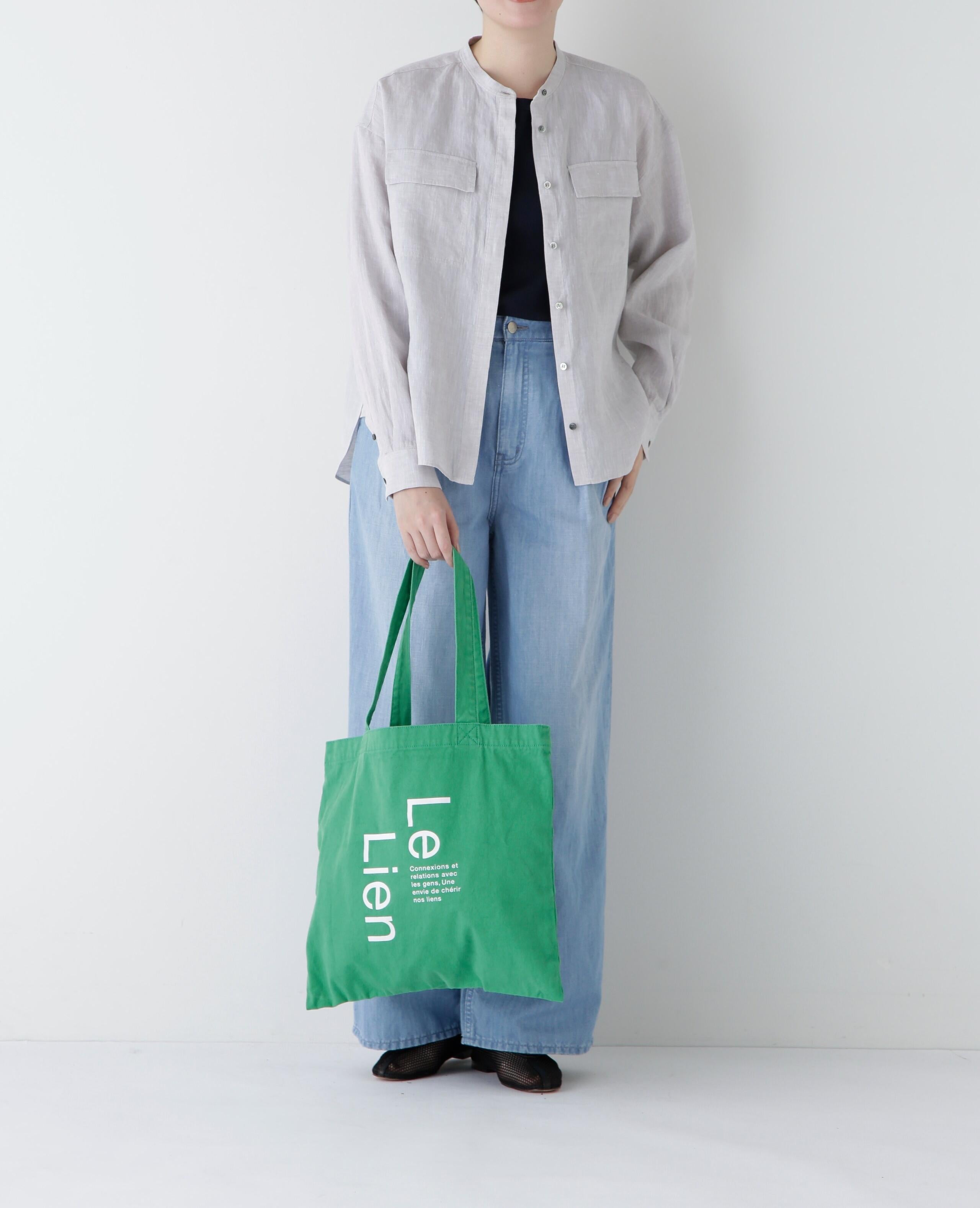 ◆ハードマンリネンバンドカラーシャツブラウス グレージュ2