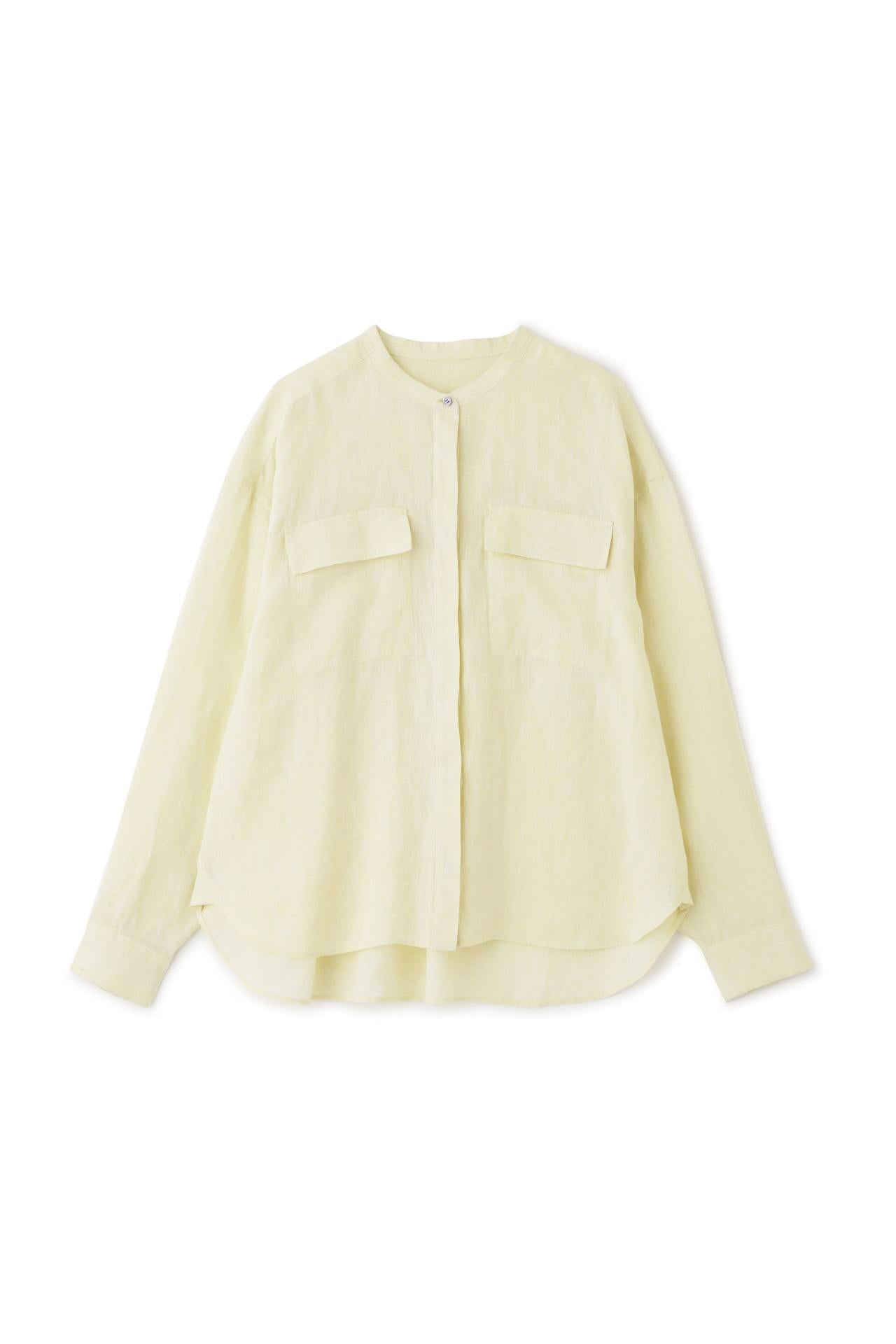 ◆ハードマンリネンバンドカラーシャツブラウス イエロー