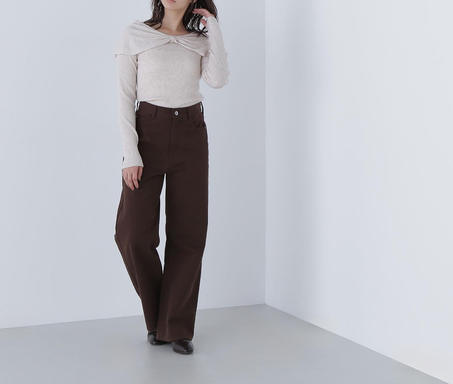 フロントリボンニット アイボリー1