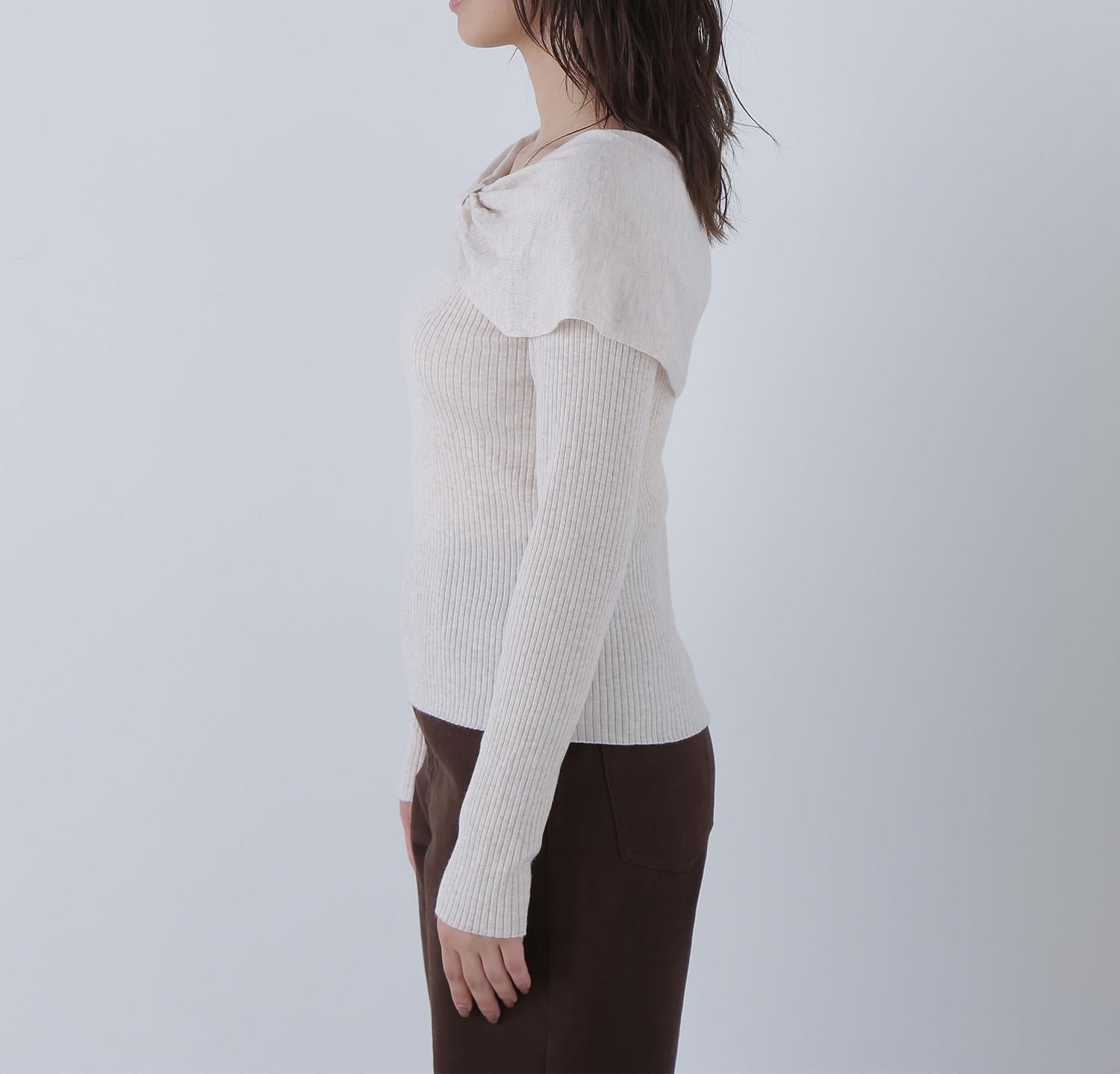 フロントリボンニット アイボリー1