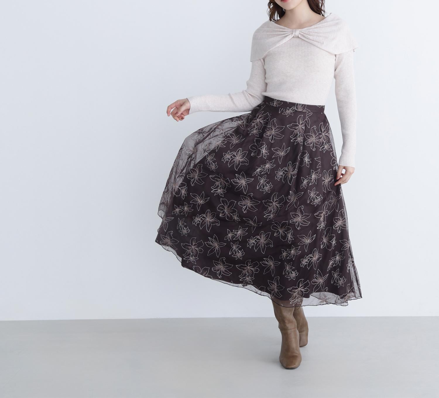 フロントリボンニット アイボリー1