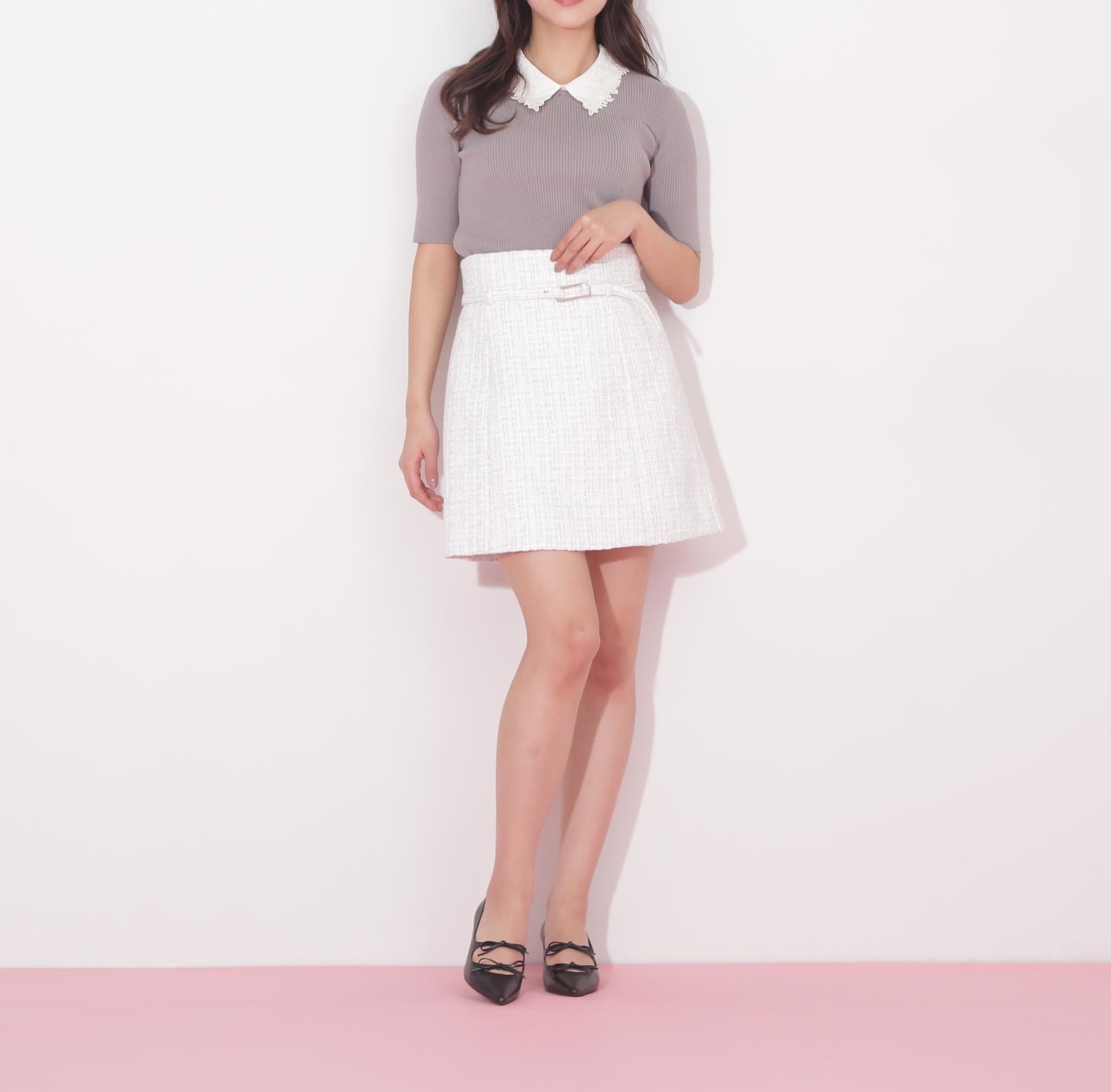 サマーツィードミニスカショーパン ホワイトミックス