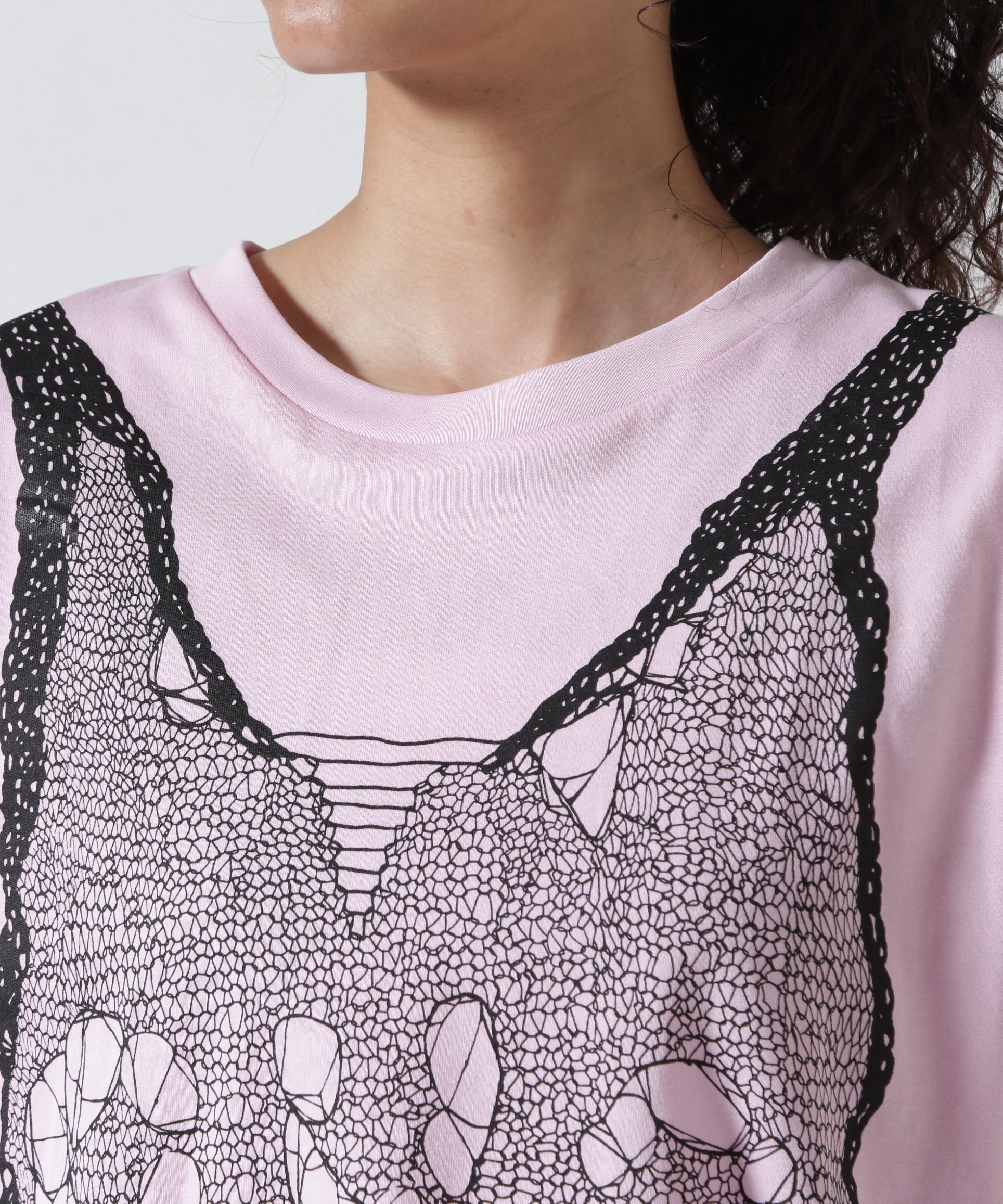ANNA SUI NYC/アナ スイ エヌワイシー/トロンプルイユプリントビッグTシャツ ピンク