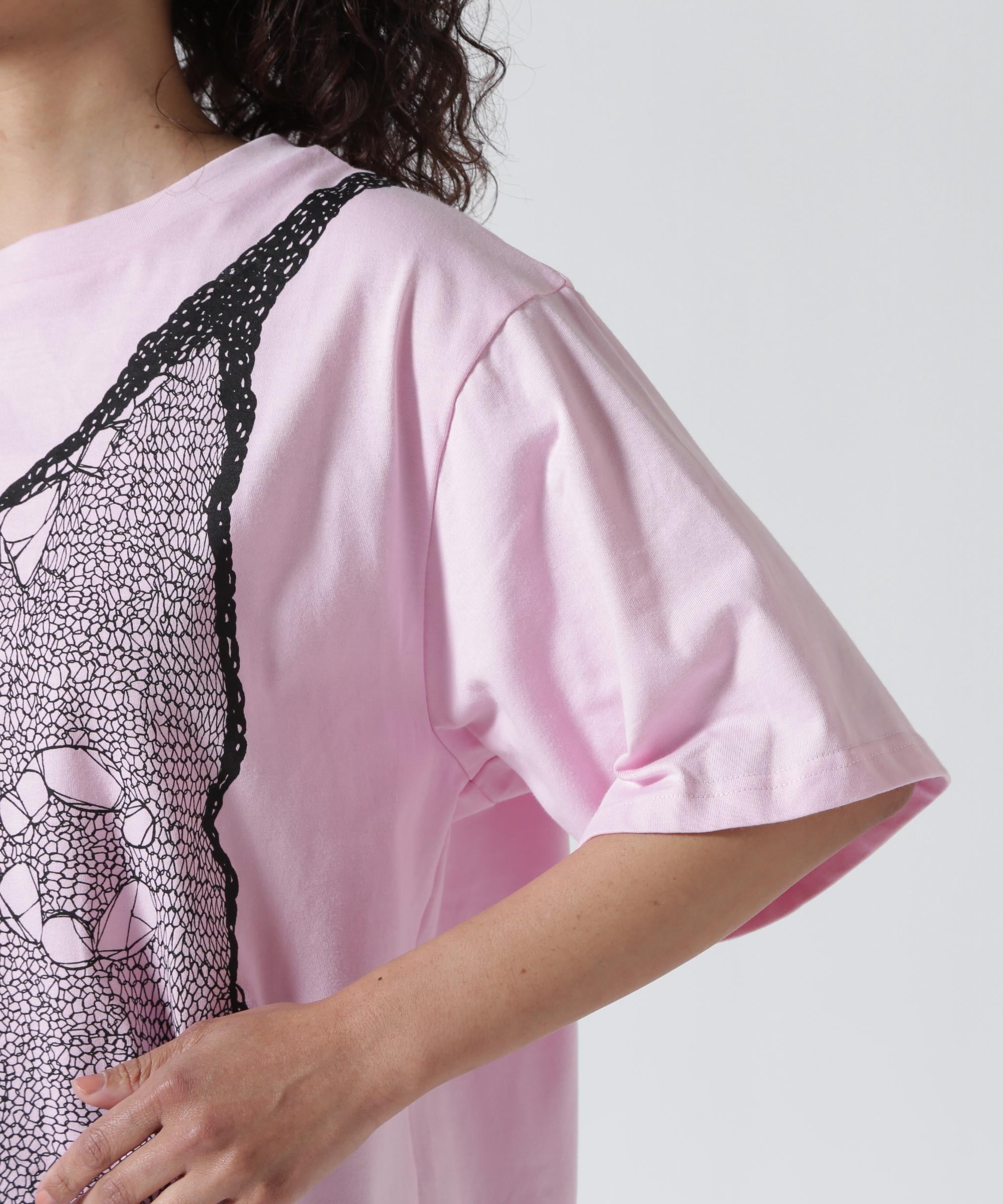 ANNA SUI NYC/アナ スイ エヌワイシー/トロンプルイユプリントビッグTシャツ ピンク