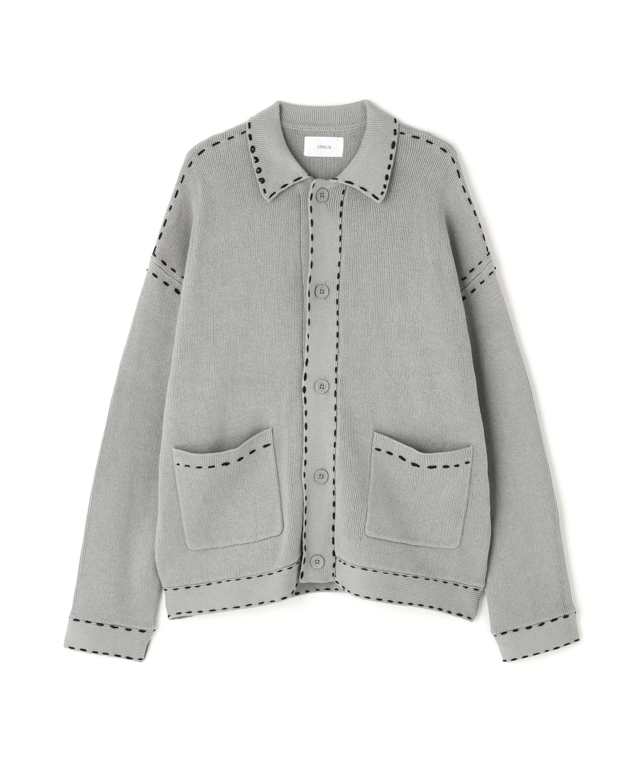 Chica/チカ/HAND STICH CARDIGAN グレー