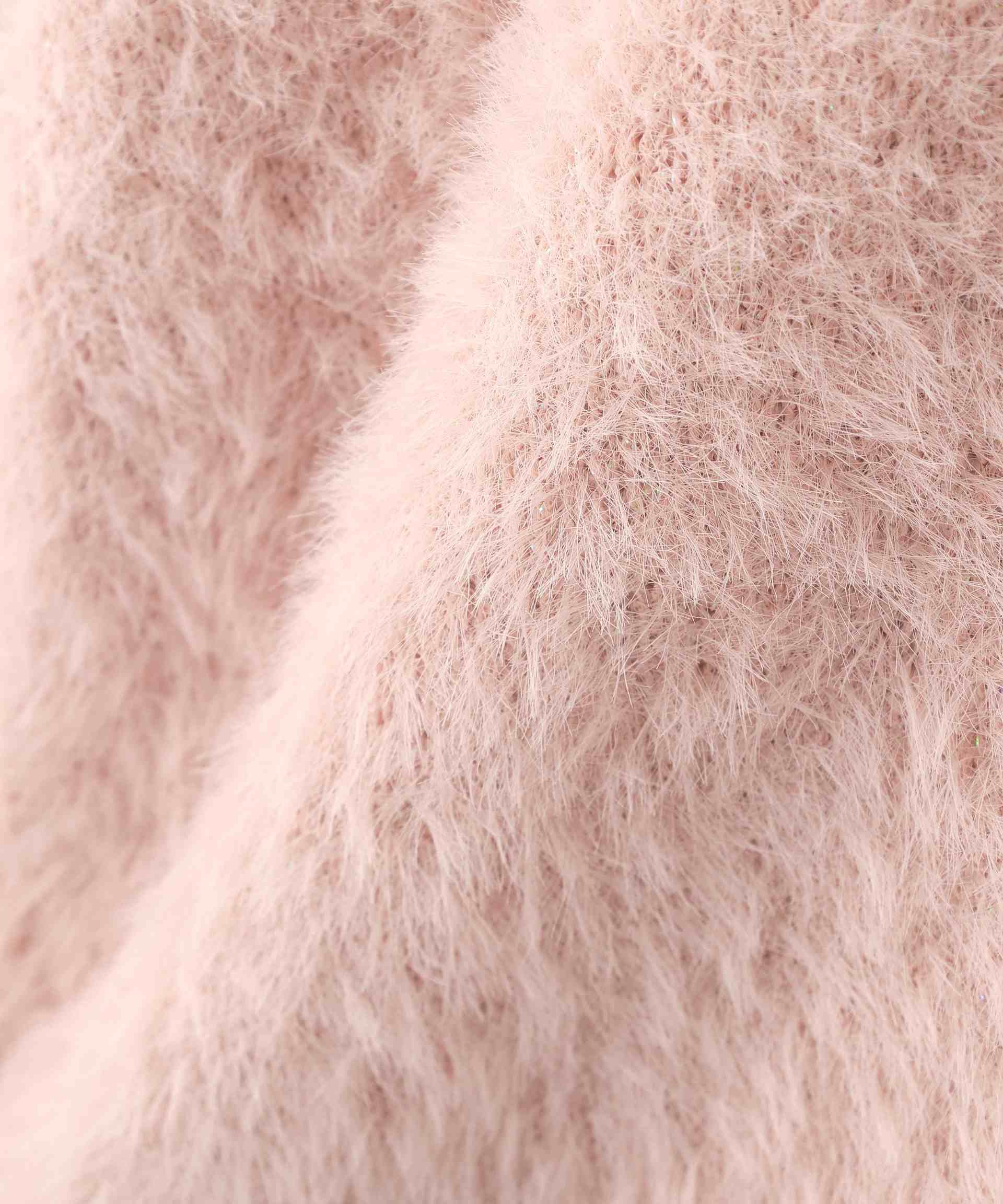 スパンコールフェザーニットジャケット ピンク