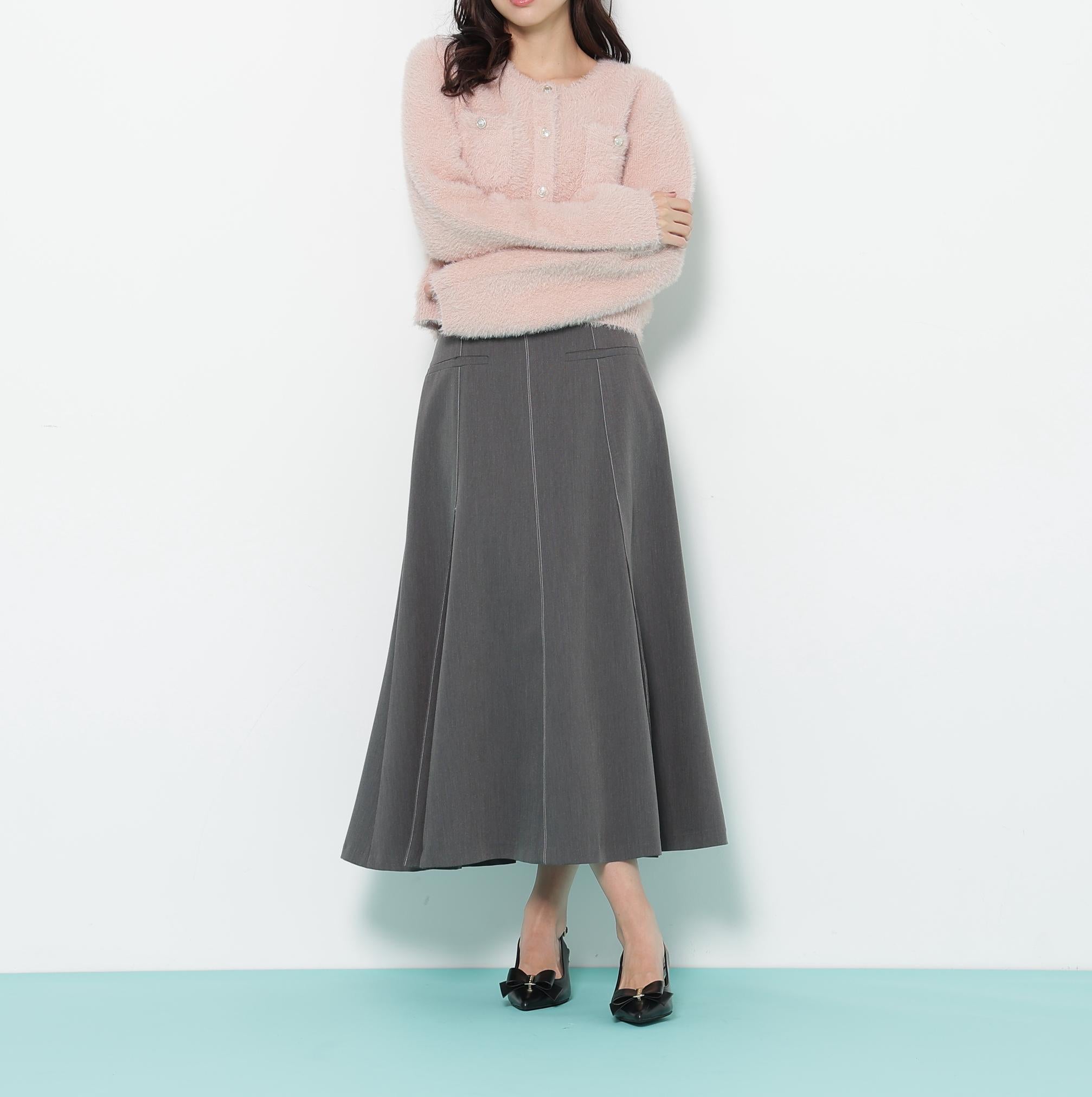 スパンコールフェザーニットジャケット ピンク