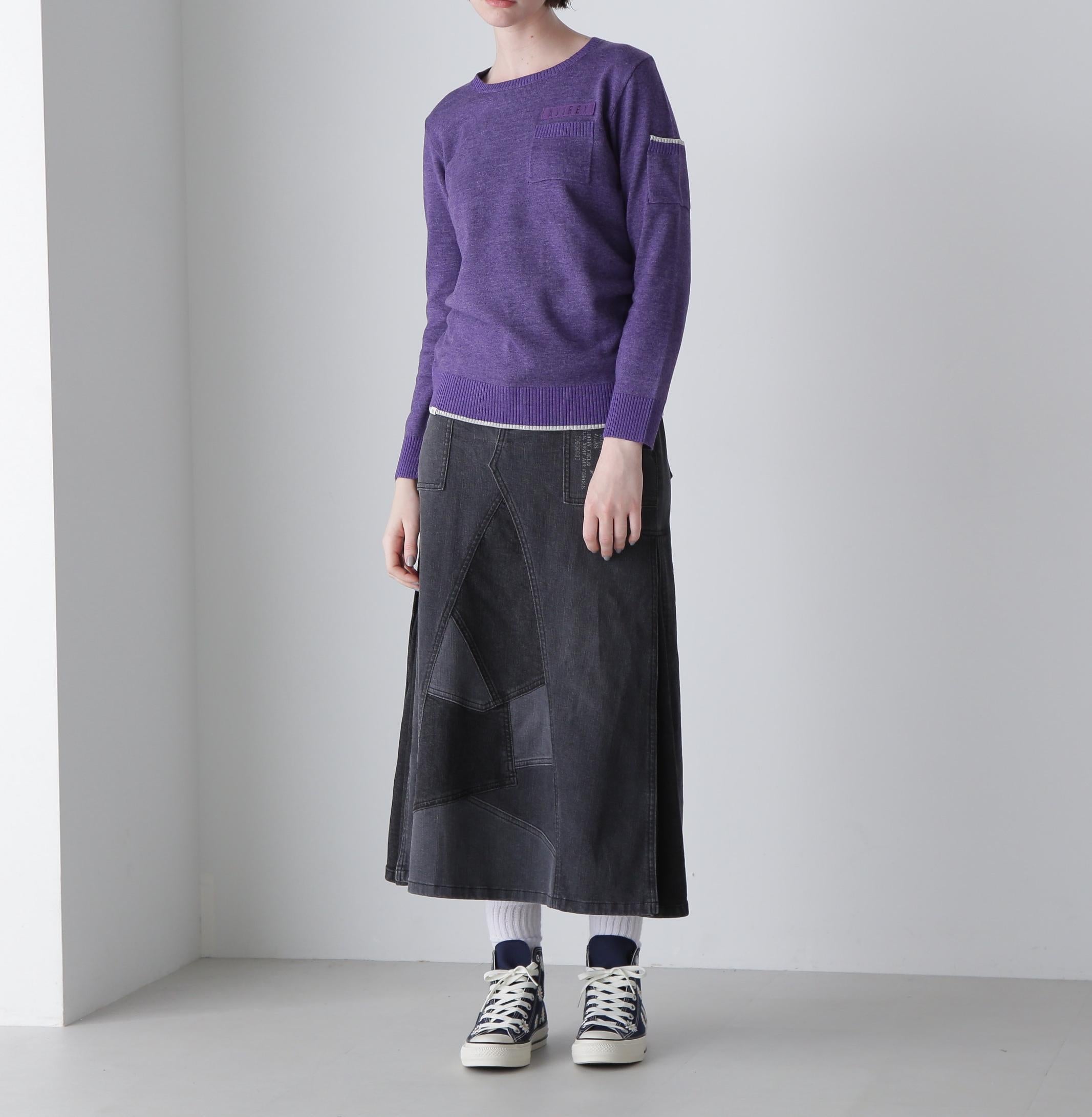 L/S FATIGUE KNIT TOPS/ファティーグニットトップス パープル