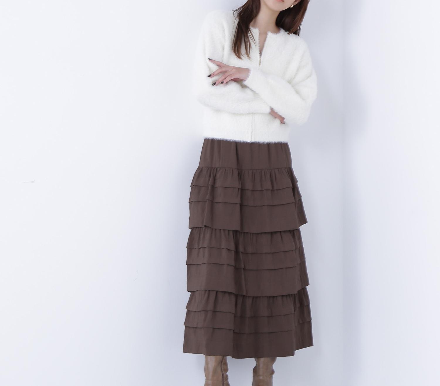 ヘアリージップカーディガン オフホワイト1