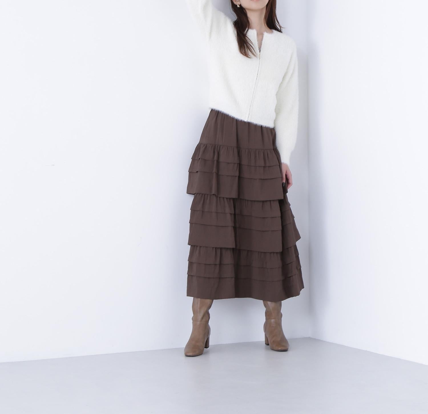 ヘアリージップカーディガン オフホワイト1