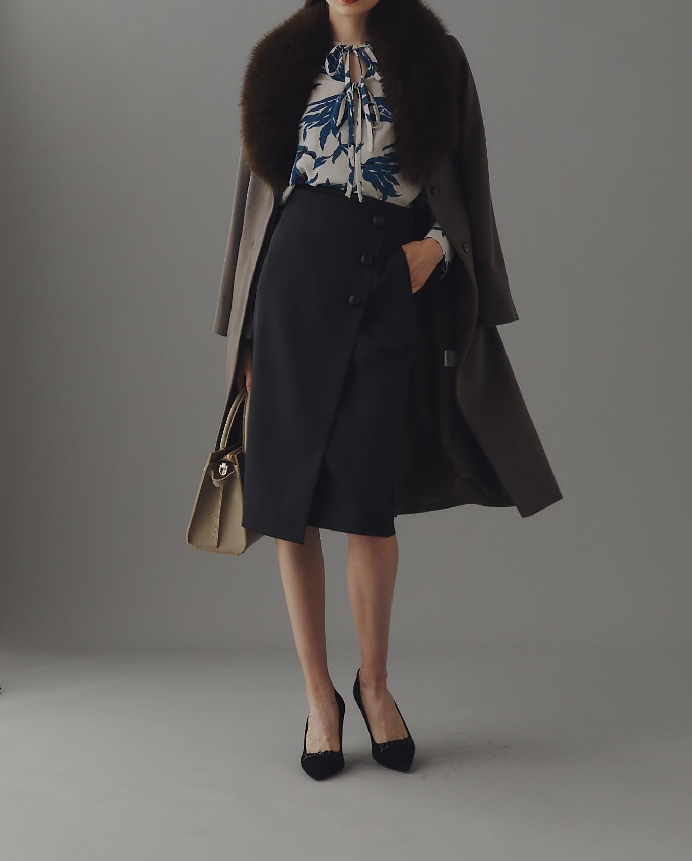 カシミヤ混ベルテッドコート モカ6