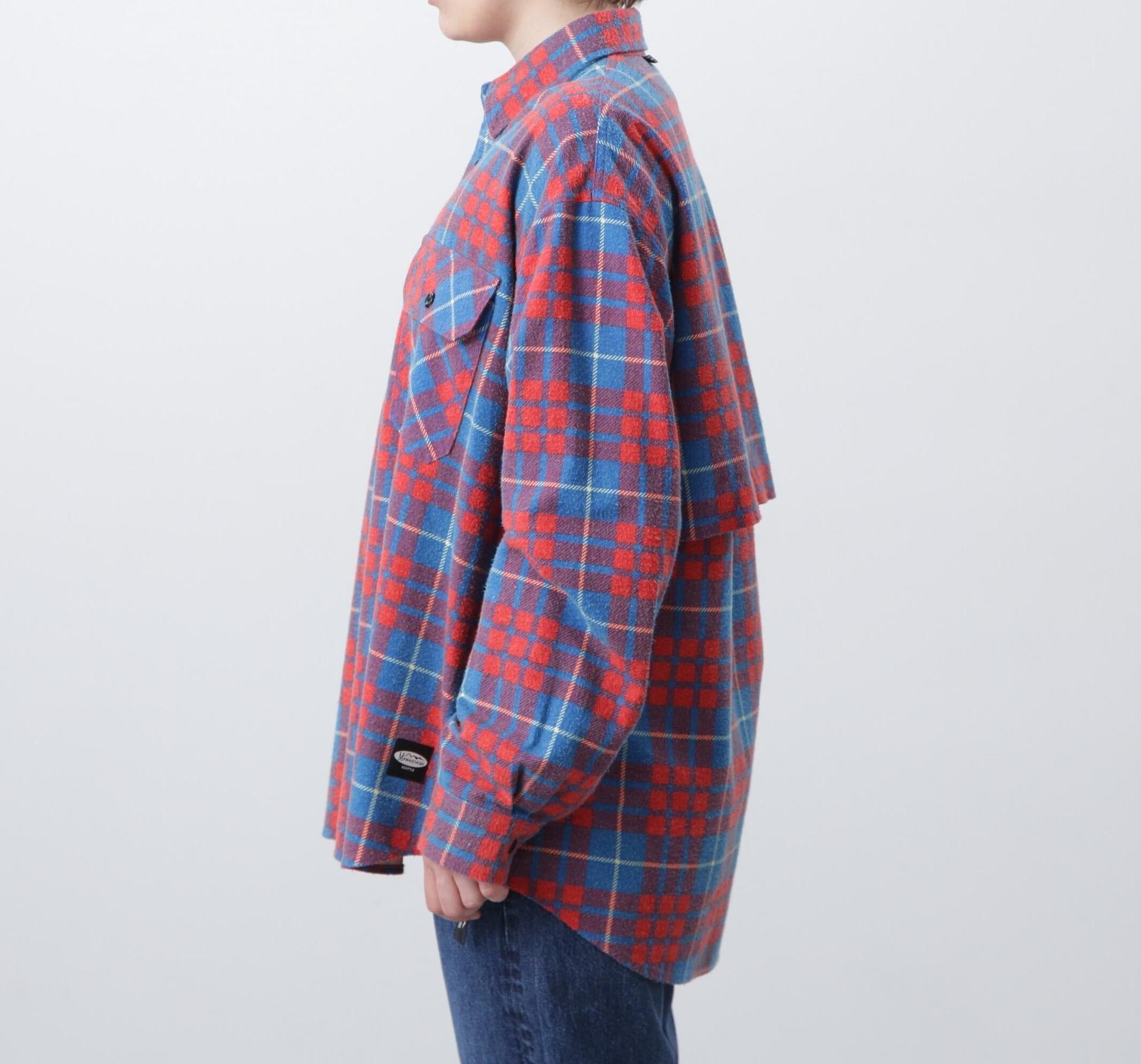 MANASTASH/マナスタッシュ/ZIP FLANNEL SHI>TS/ジップフランネルシャツ レッド