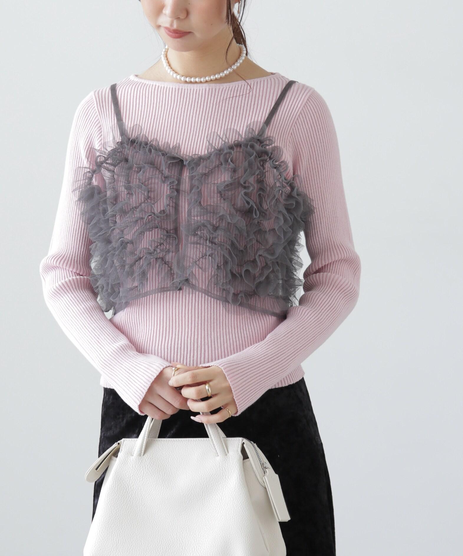 チュールウェーブモチーフビスチェ チャコールグレー