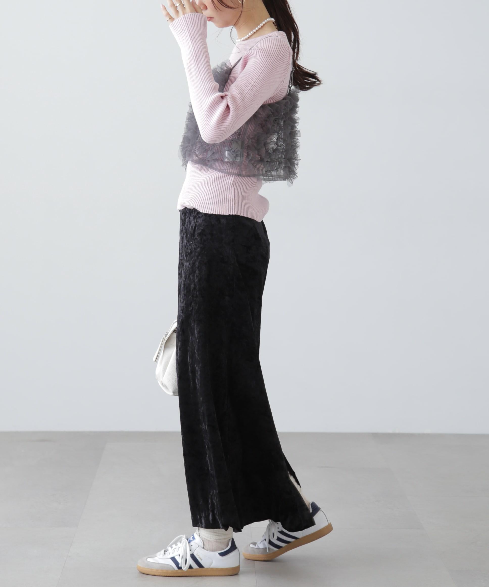 チュールウェーブモチーフビスチェ チャコールグレー