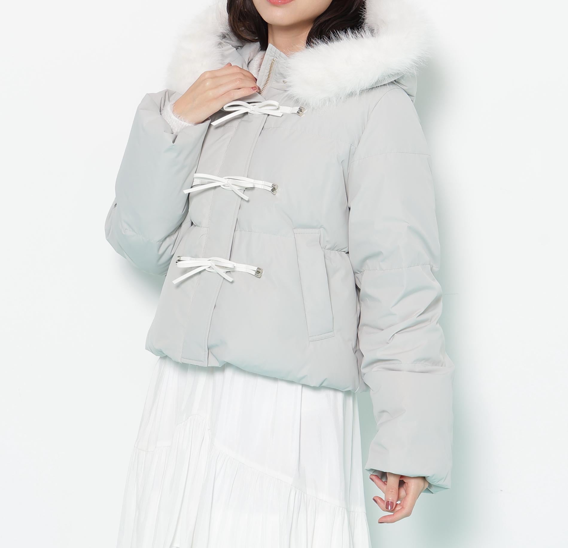 リボンダッフルダウン グレー