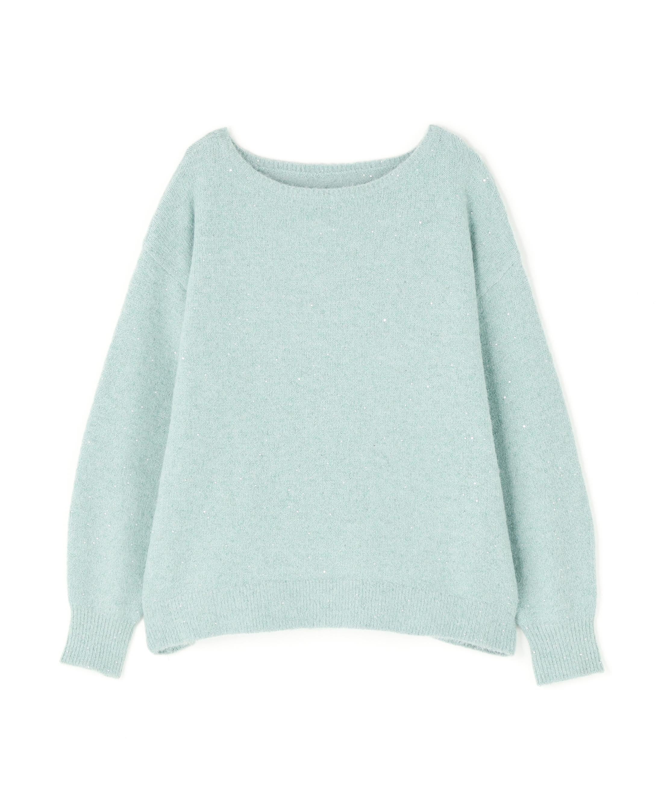 スパンコールフェザーラメニット ミントグリーン