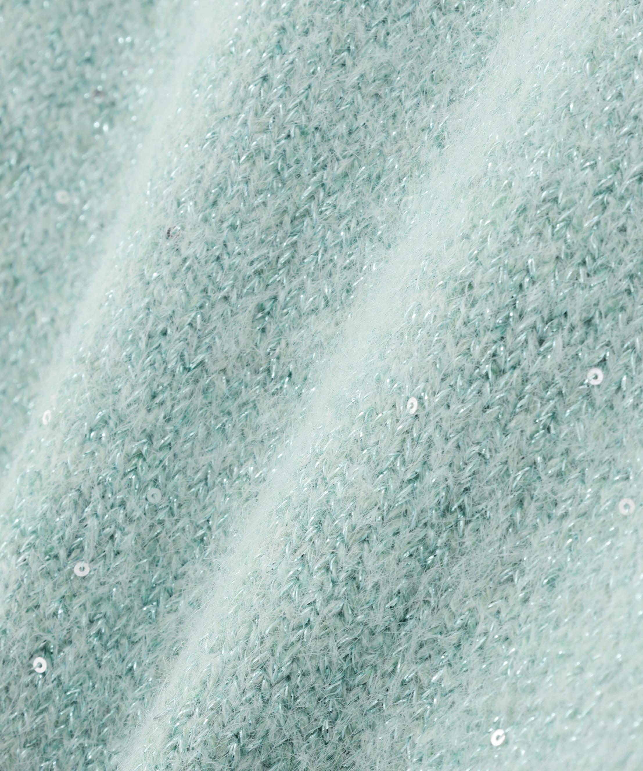 スパンコールフェザーラメニット ミントグリーン