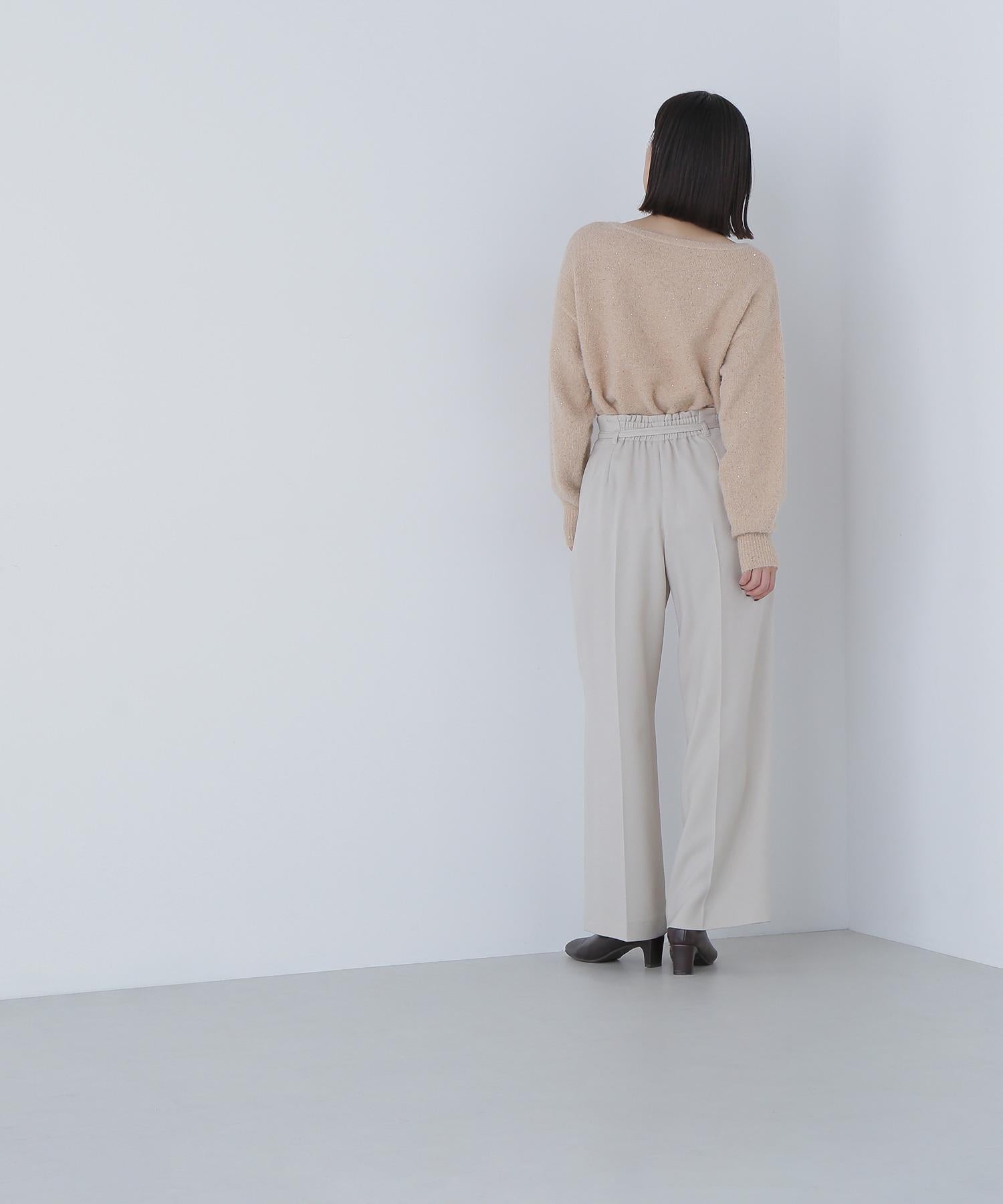 スパンコールフェザーラメニット アプリコットオレンジ