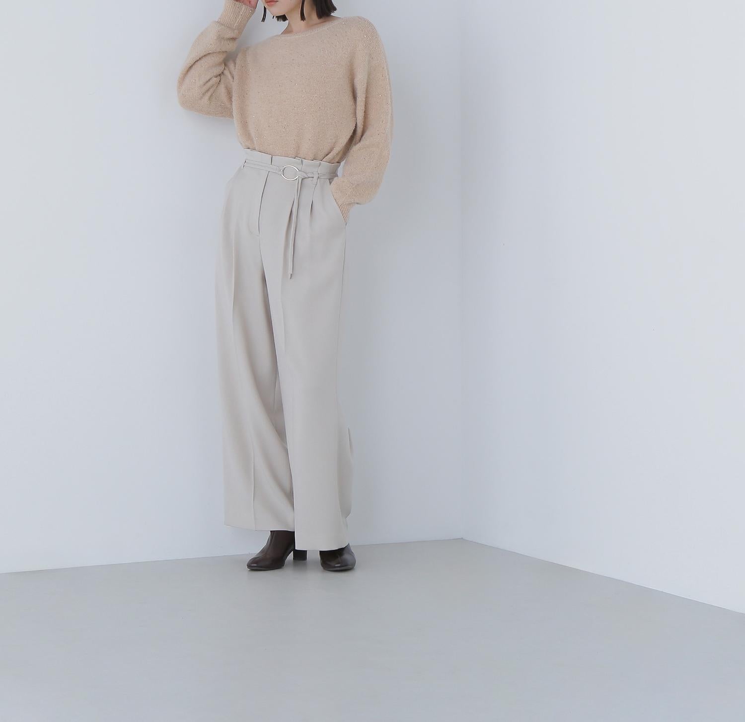 スパンコールフェザーラメニット アプリコットオレンジ