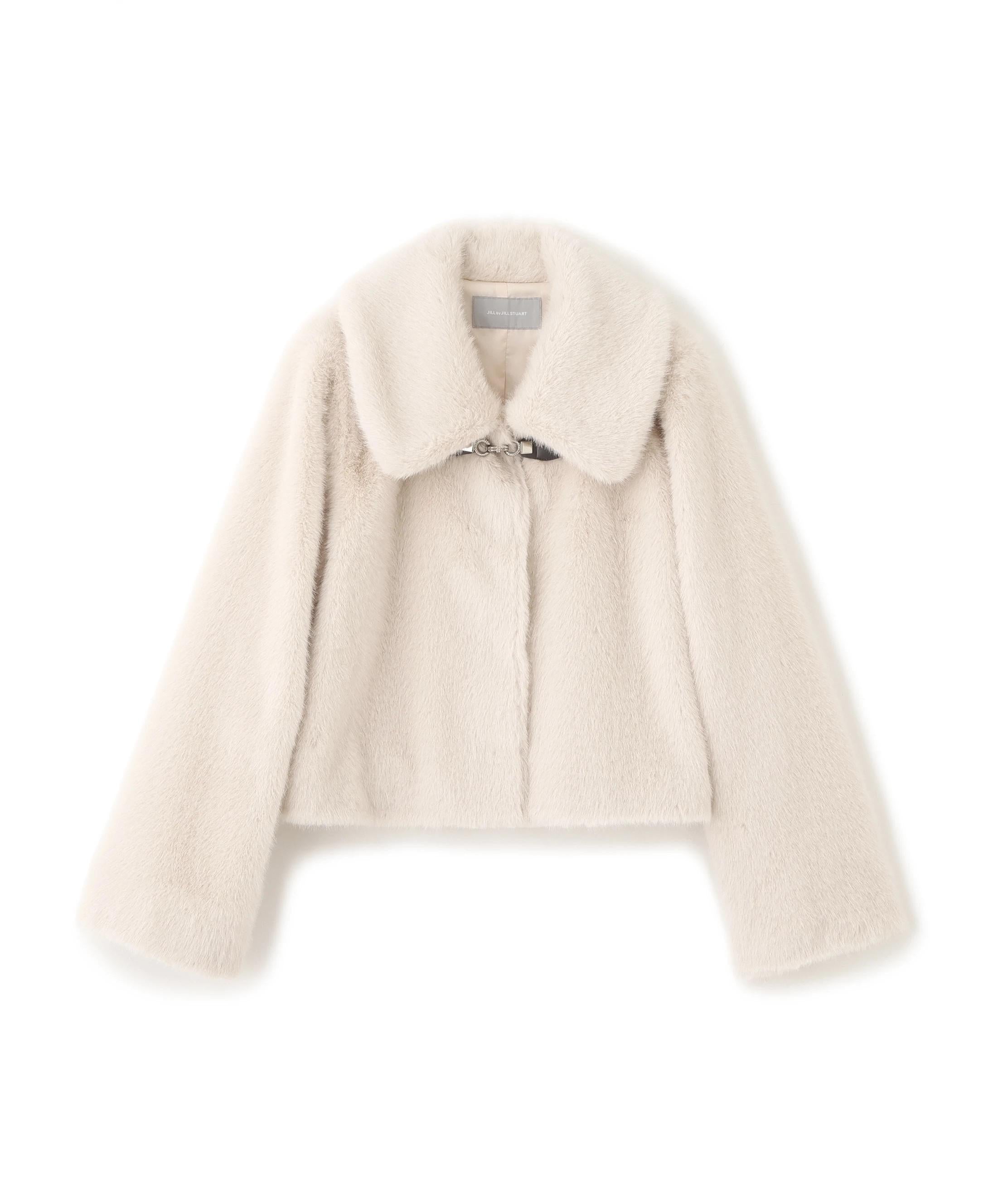 フェイクファーショートジャケット ホワイト