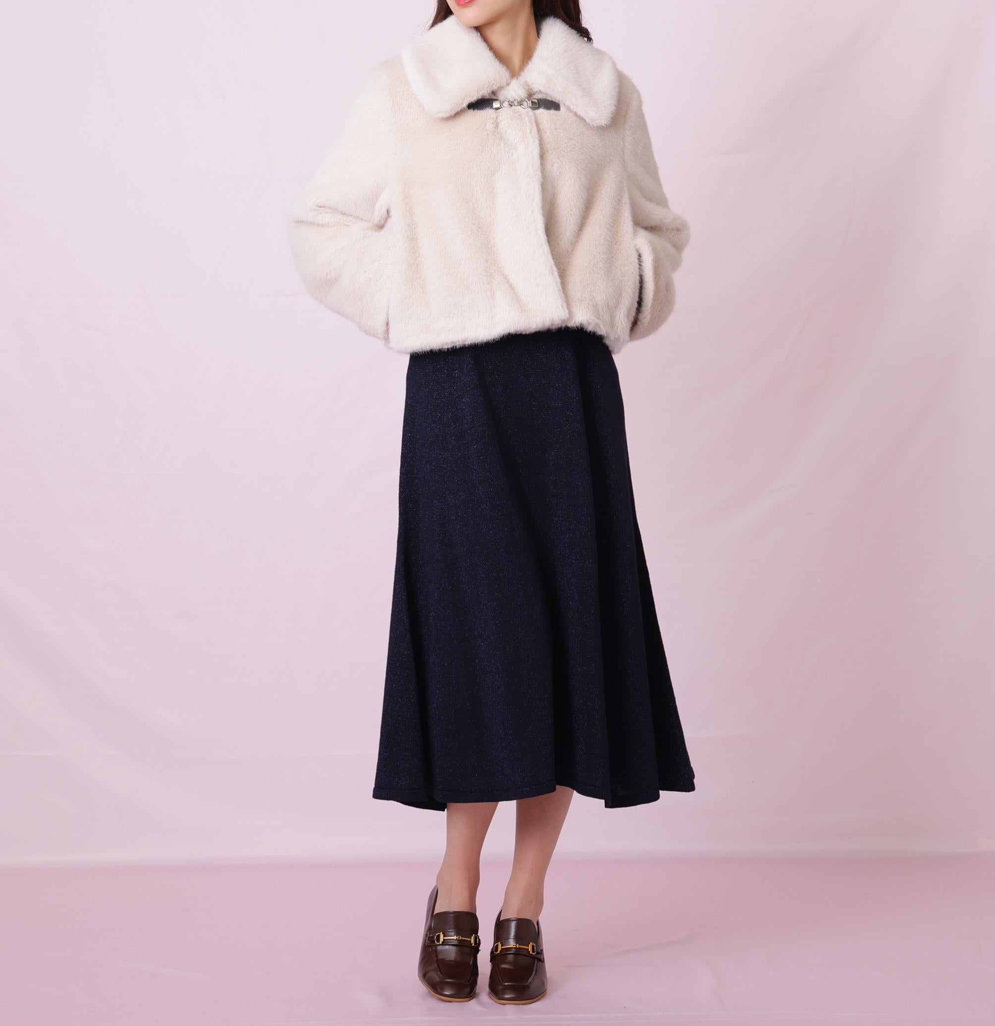 フェイクファーショートジャケット ホワイト