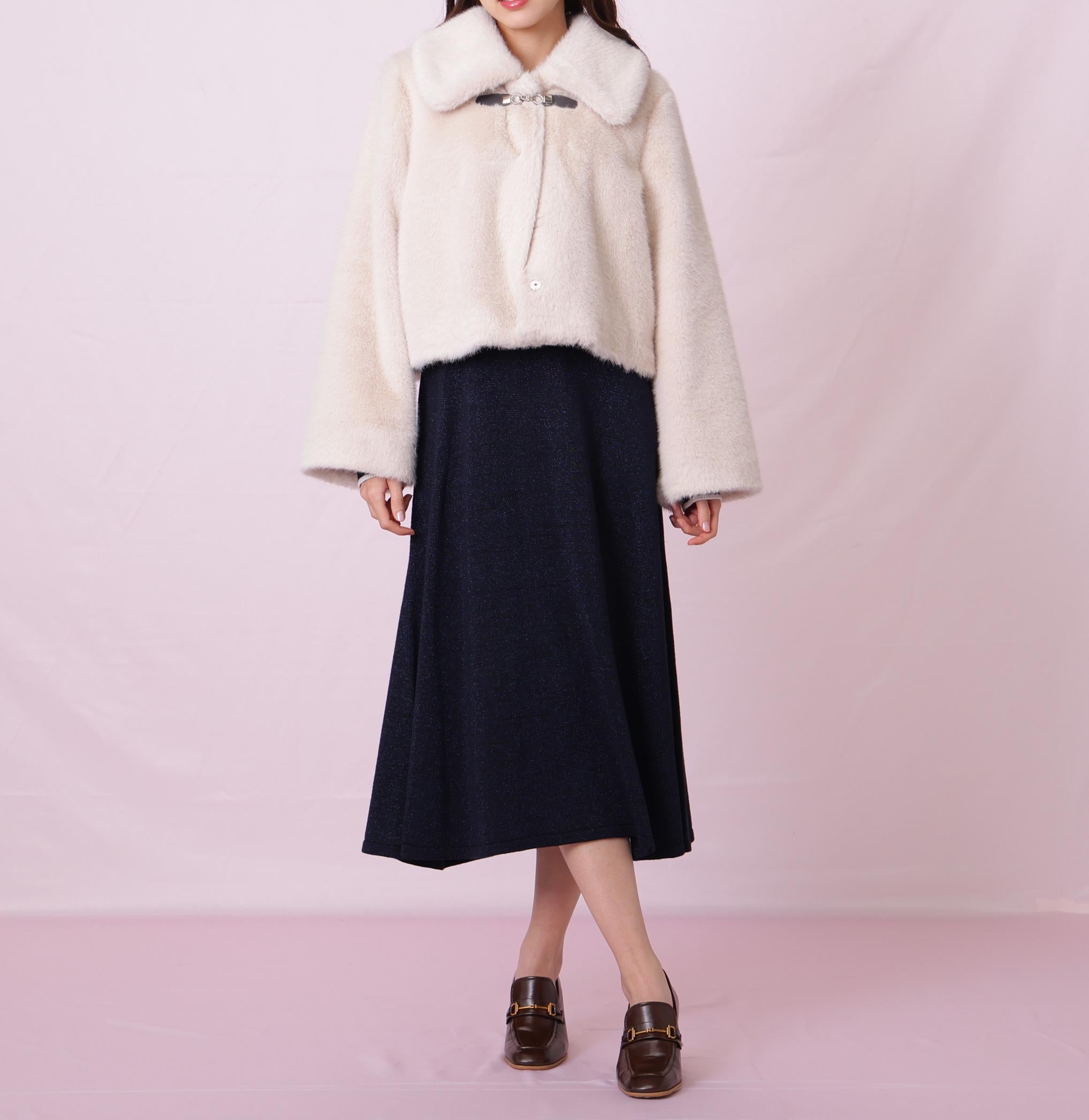 フェイクファーショートジャケット ホワイト