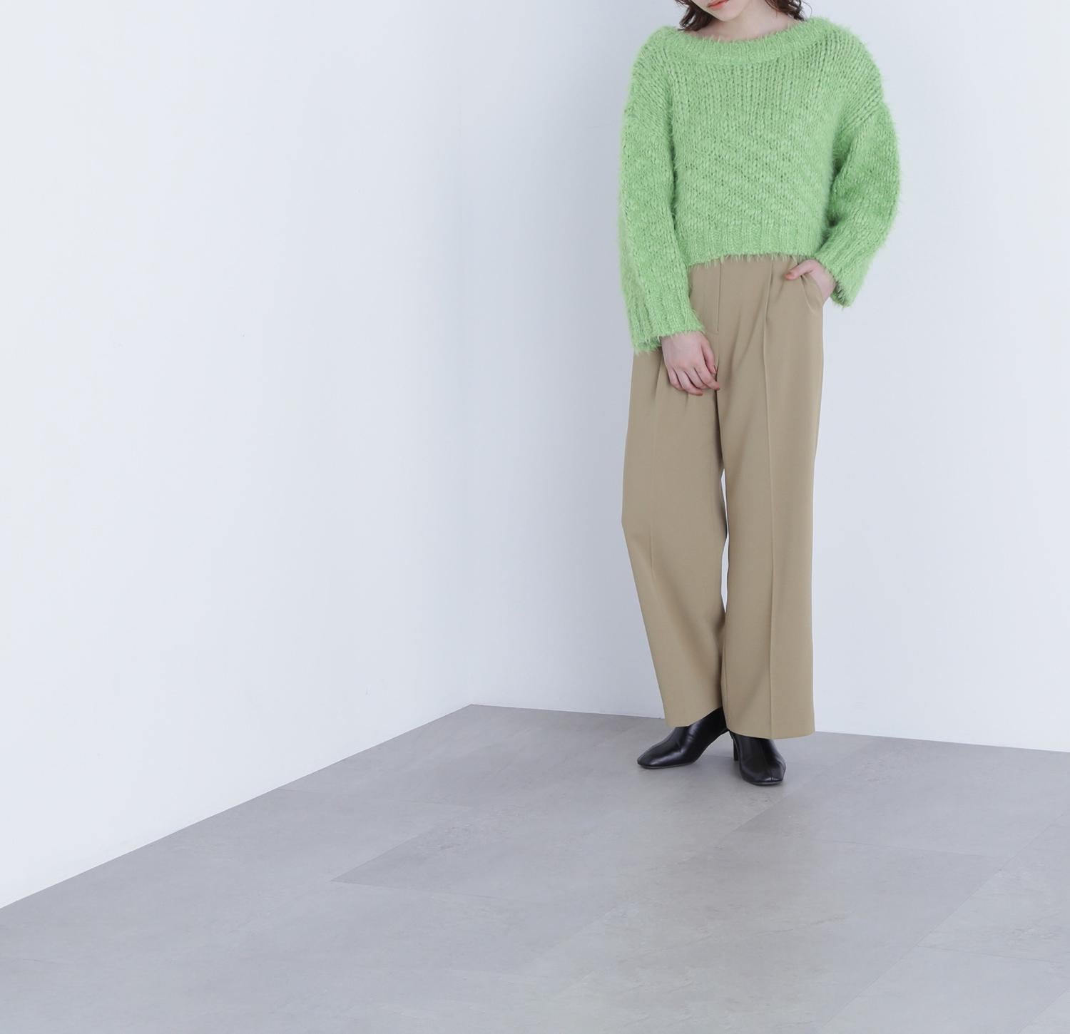 2wayネックスラブヤーンニット フレッシュグリーン