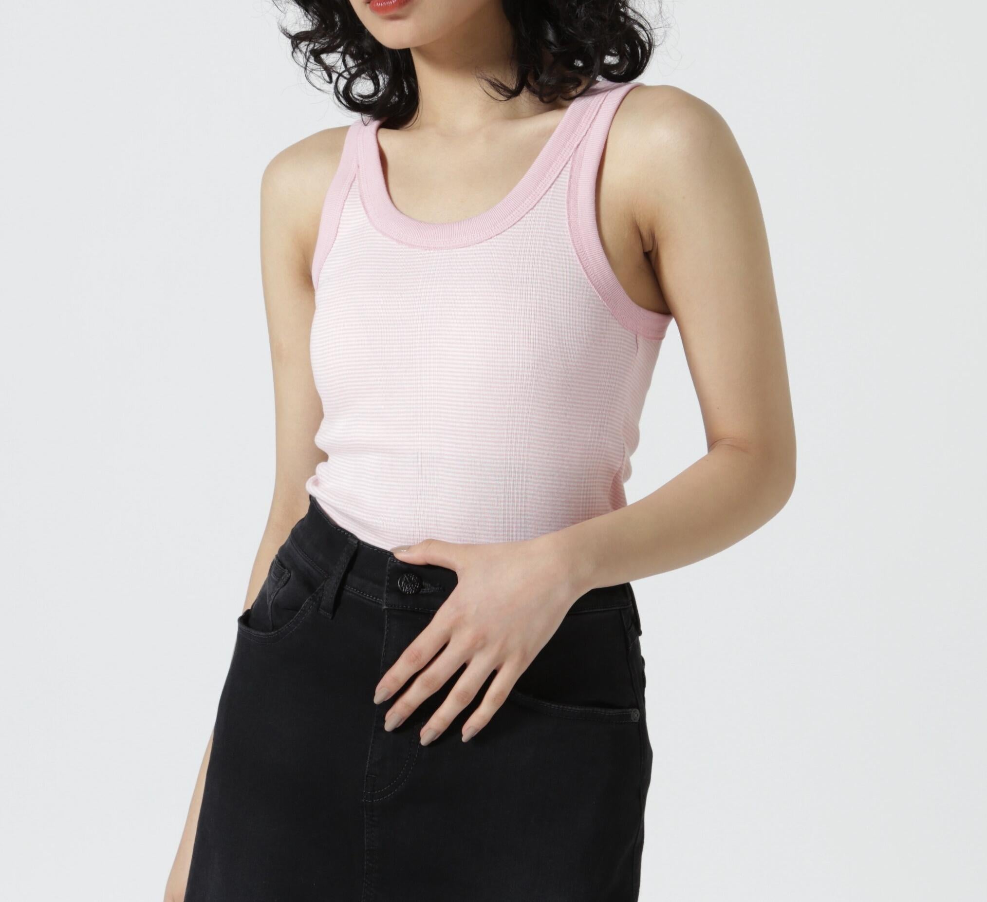 Mille/ミラー　P>IR CUP US TANK TOP　Pリブタンクトップ　カップ付き ピンク