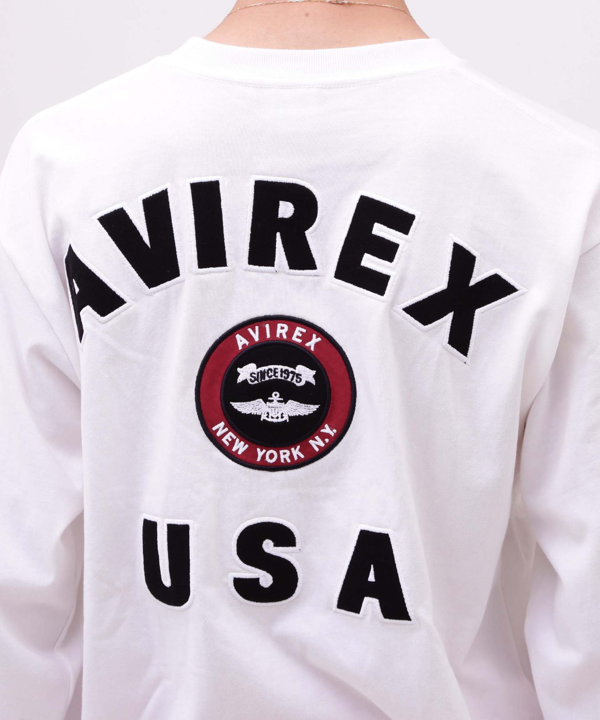 VA>SITY LOGO L/S T-SHI>T / バーシティ ロゴ 長袖Tシャツ/ AVI>EX /アヴィレックス オフホワイト3