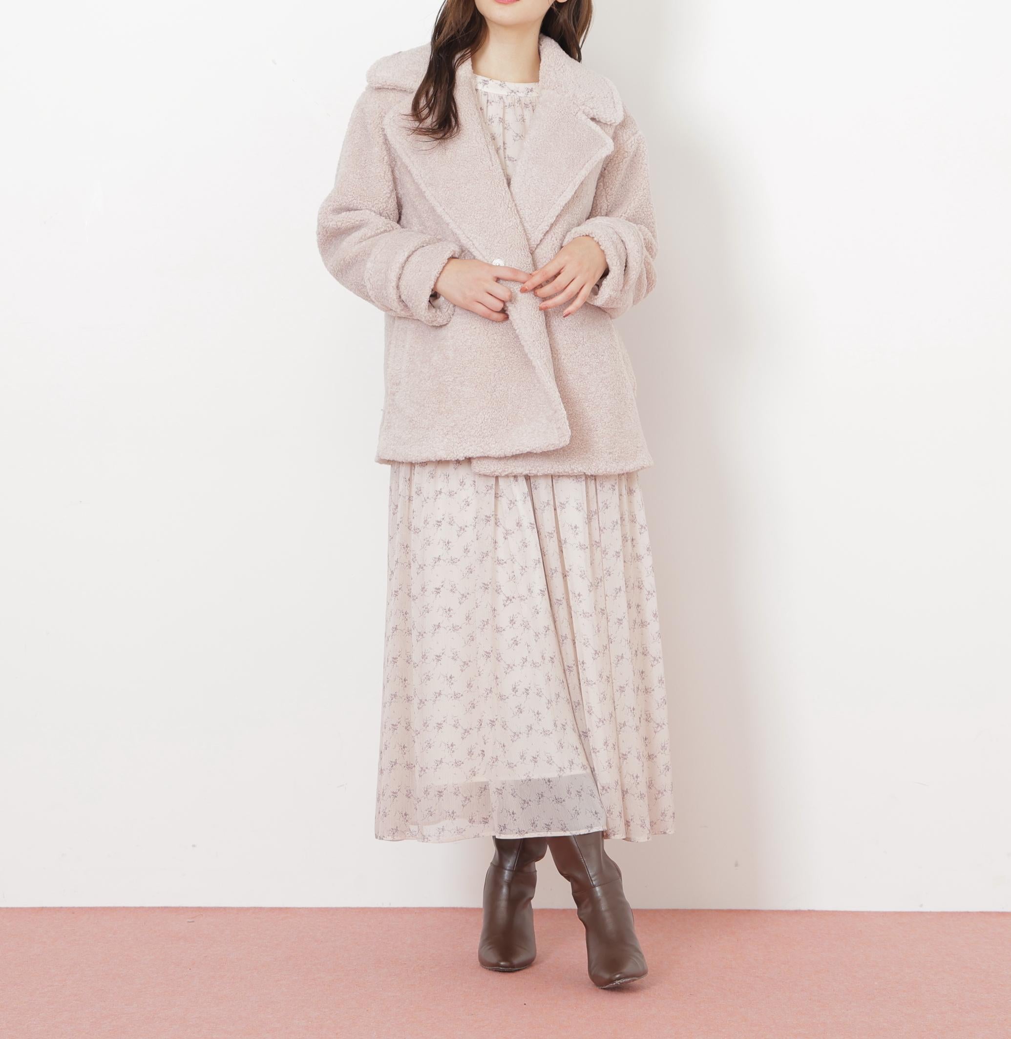 くるくるボアコート ベージュ