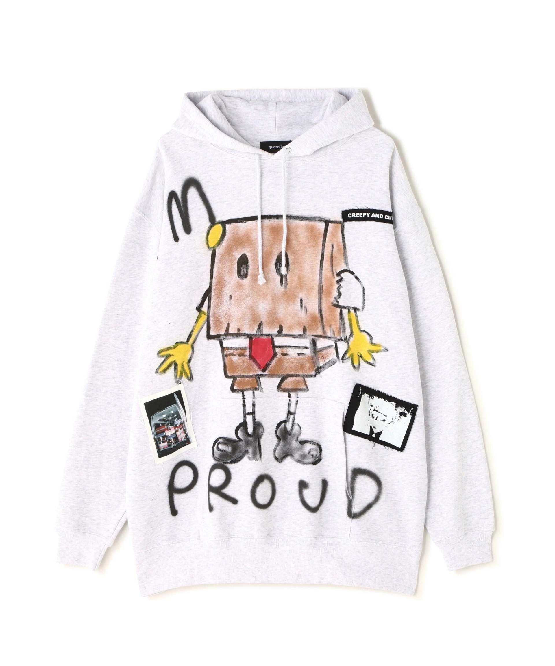 guenika/ゲルニカ/Hand Painted Hoodie - ANONYMOUSE ライトグレー3