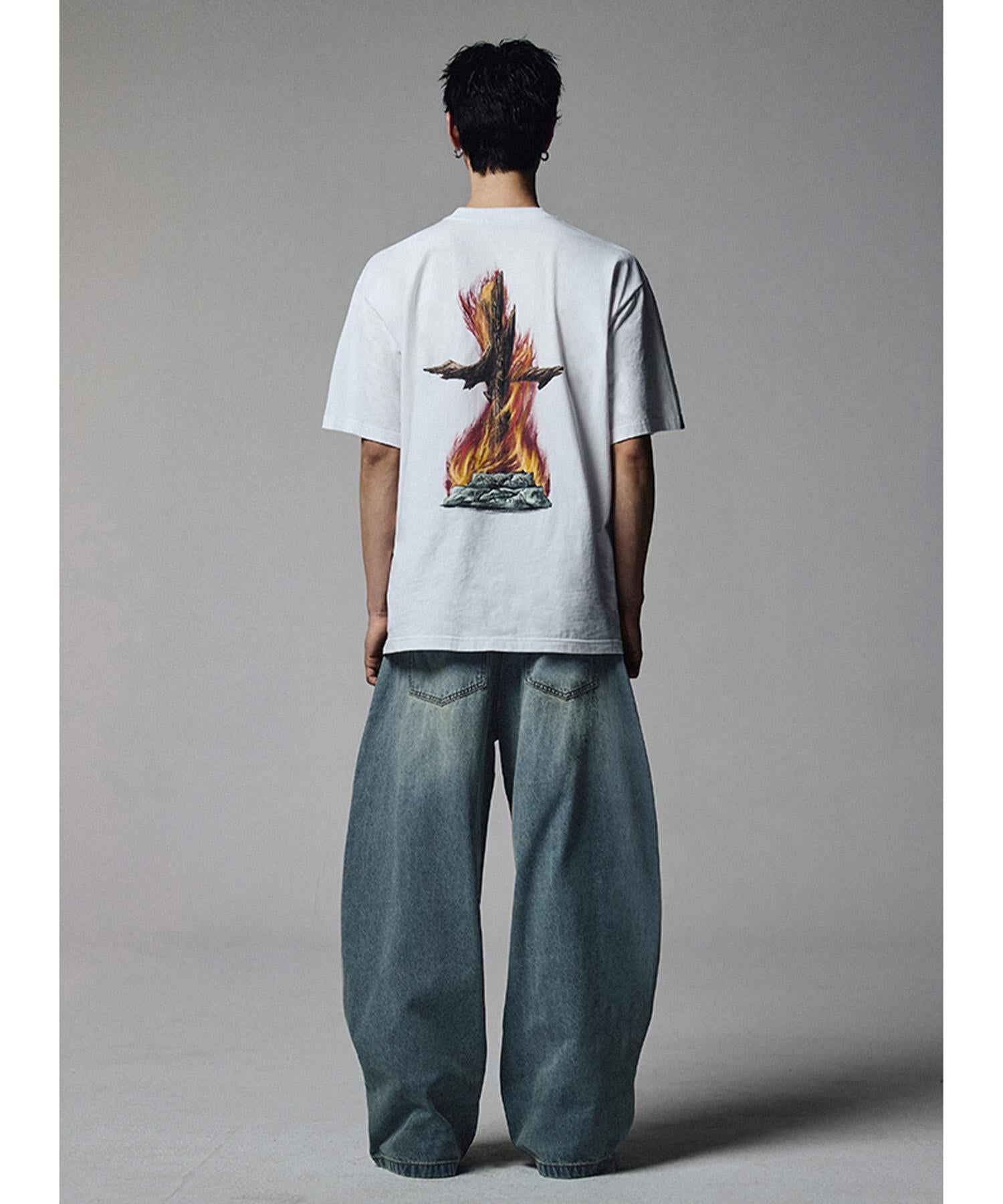 NOT4NE>D/ノットフォーナード/RU>NNING STAKE T-SHI>T R>OWN ホワイト