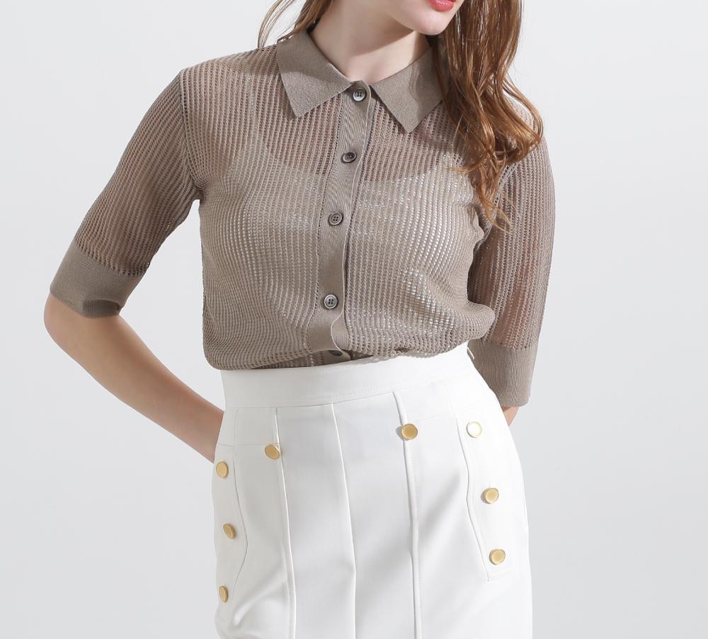 ◆シアーコンビカーディガン モカ6