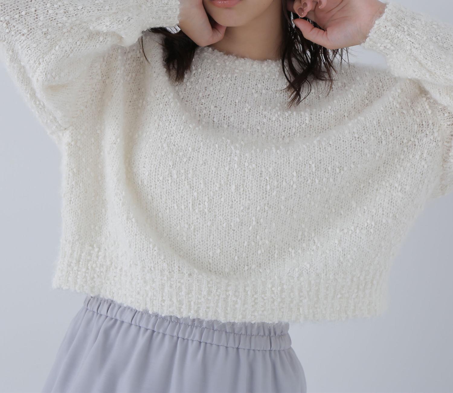 フェザーネップニット オフホワイト1