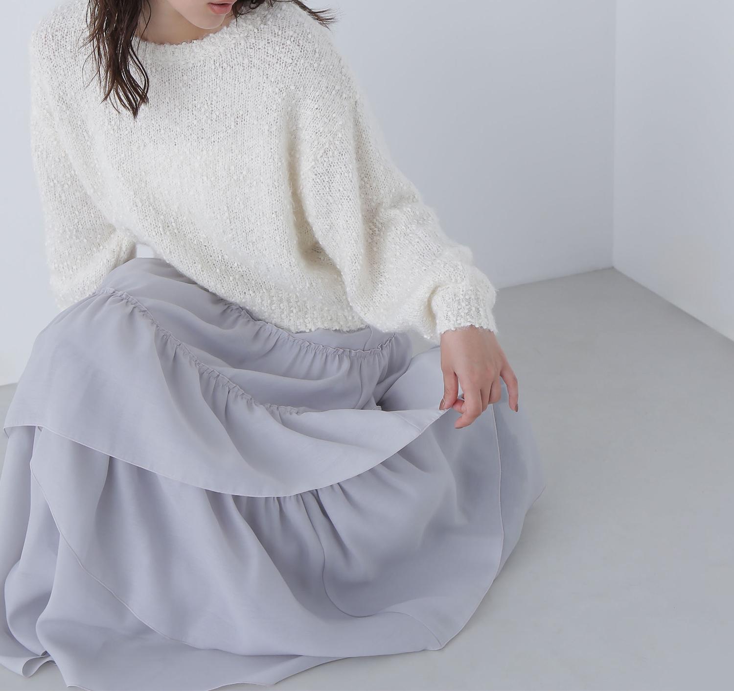 フェザーネップニット オフホワイト1