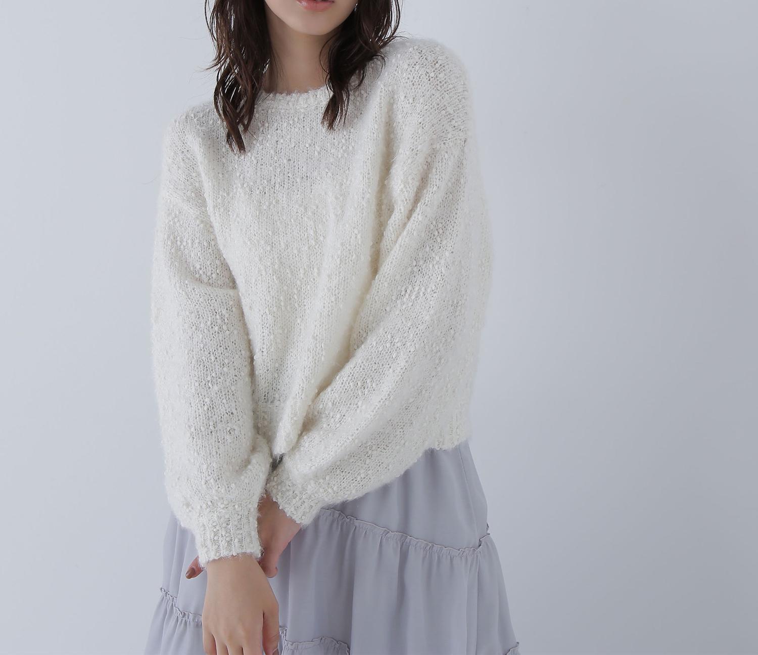 フェザーネップニット オフホワイト1