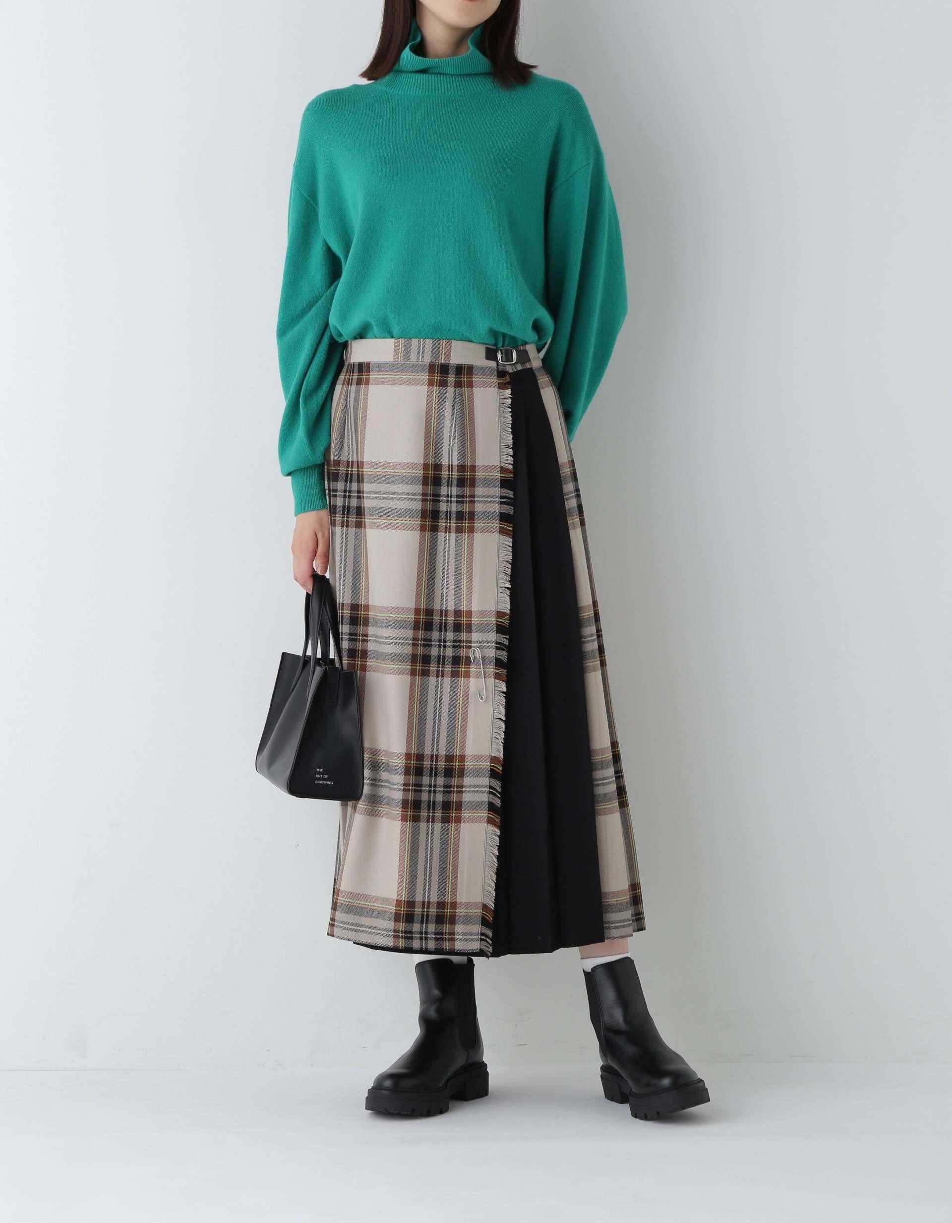 ◆ソフトタッチウールハイネックプルオーバー グリーン